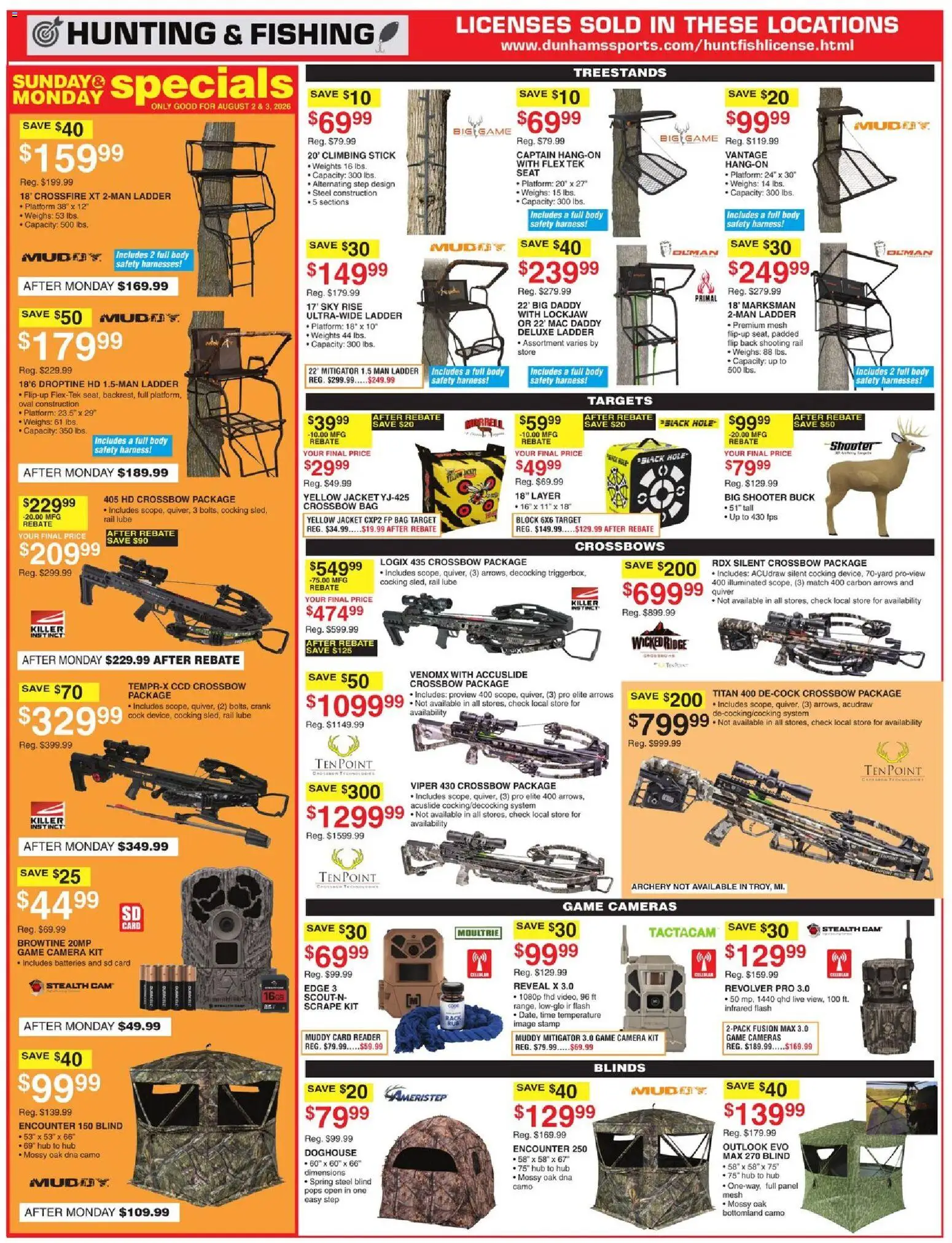 Dunham's Sports Weekly Ad - valid from 08/01/2026 | Page: 6 | Products: Ladder, Ridge, Camera, Archery