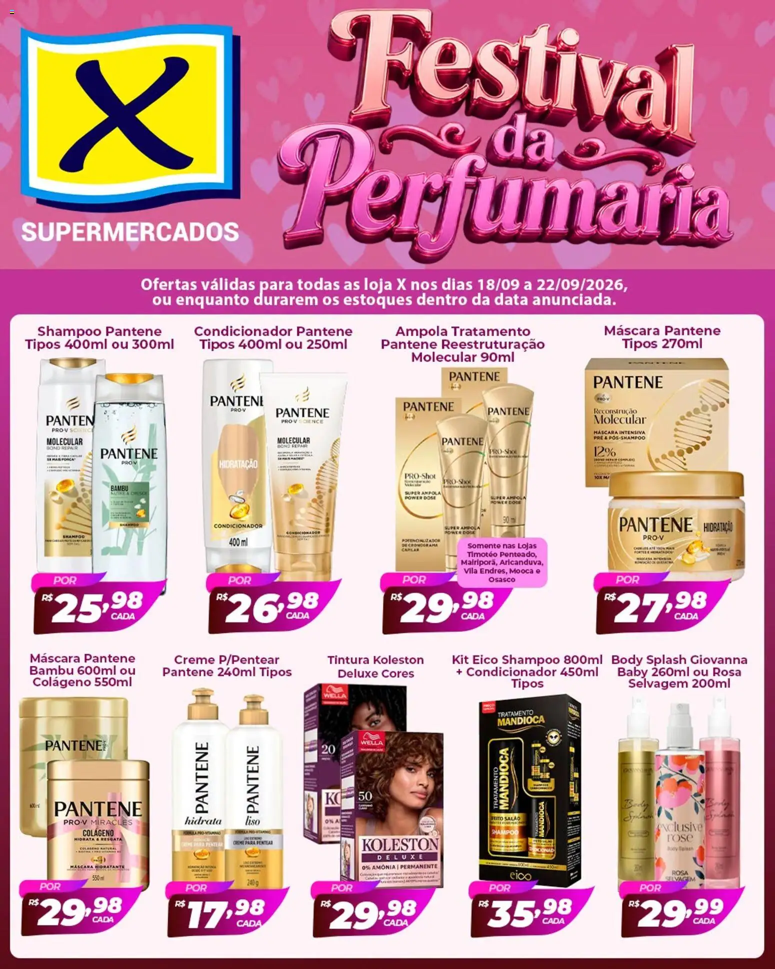 X Supermercados Folheto - válido de 18/09/2026 | Página: 1 | Produtos: Mandioca, Condicionador, Creme, Creme para pentear