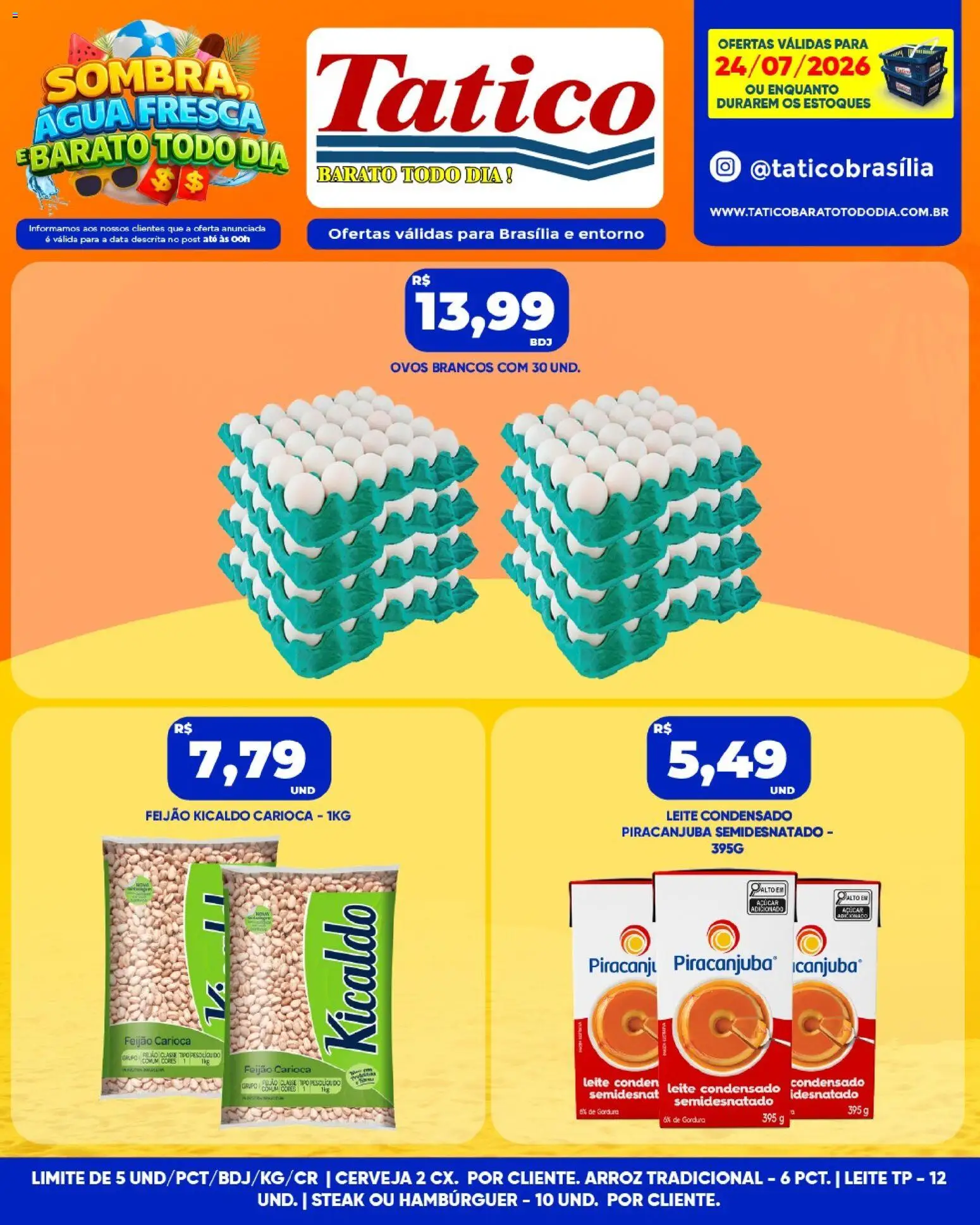 Tatico Folheto - válido de 25/07/2026 | Página: 29 | Produtos: Leite, Ovos, Hambúrguer, Açúcar