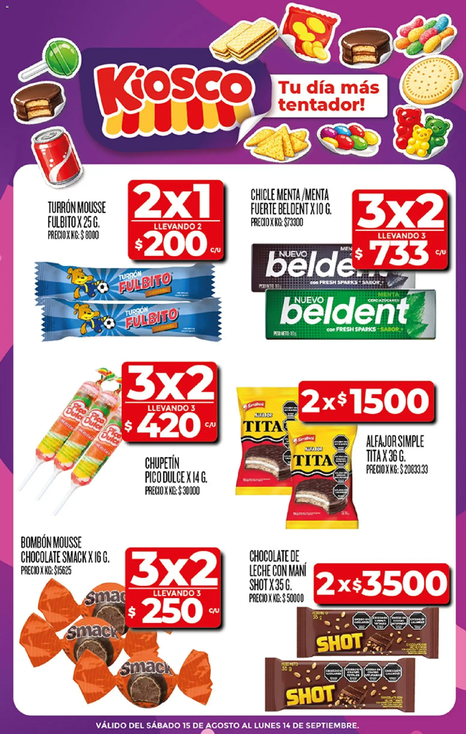 Supermercado DIA - Especial Kiosco │ válido desde el 01/09/2026 | Página: 2 | Productos: Mousse, Chocolate, Chicle, Alfajor