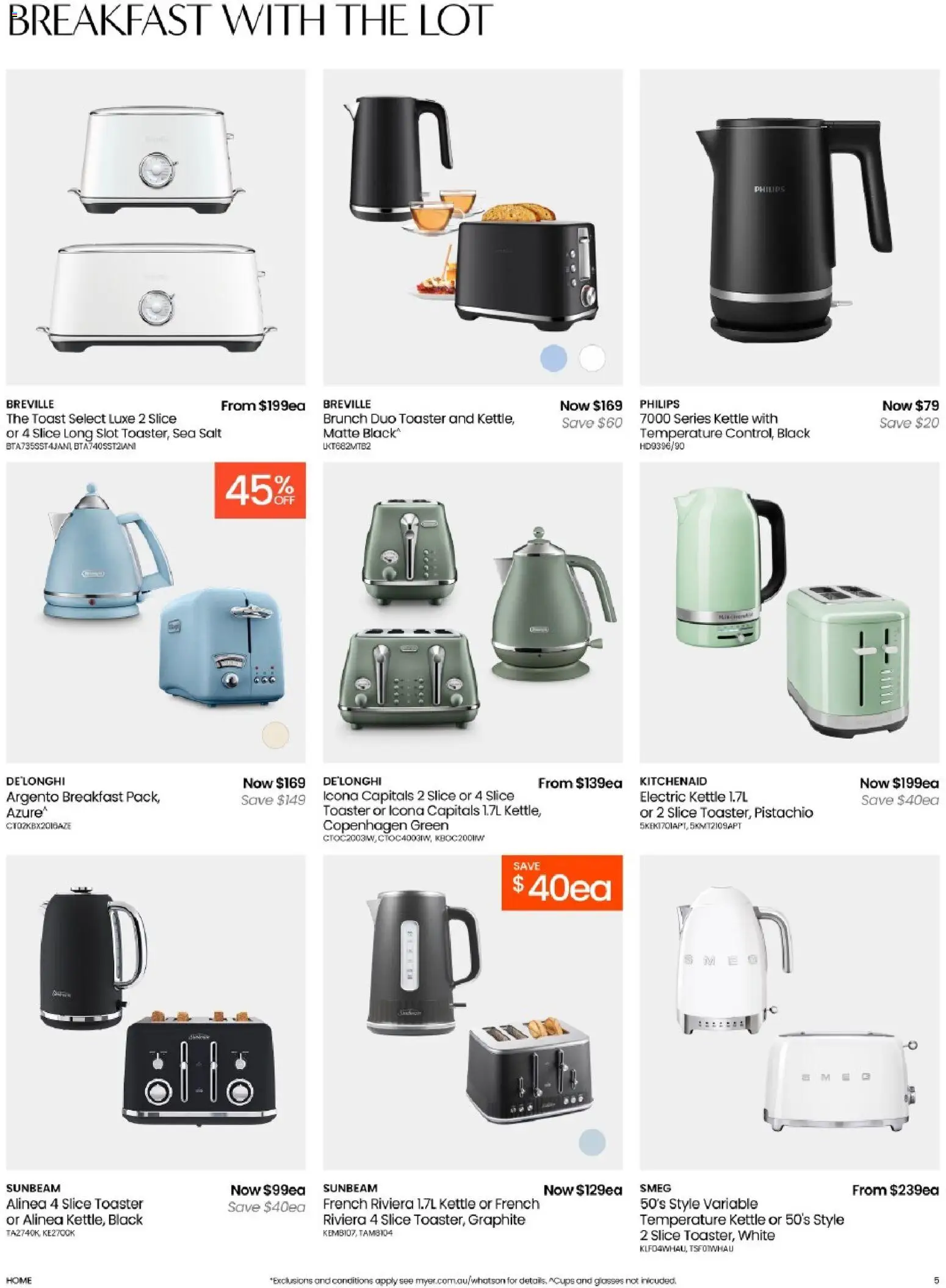 Myer catalogue - valid from 09/08/2026 | Page: 5 | Products: Cups, Salt, Kettle, Toaster