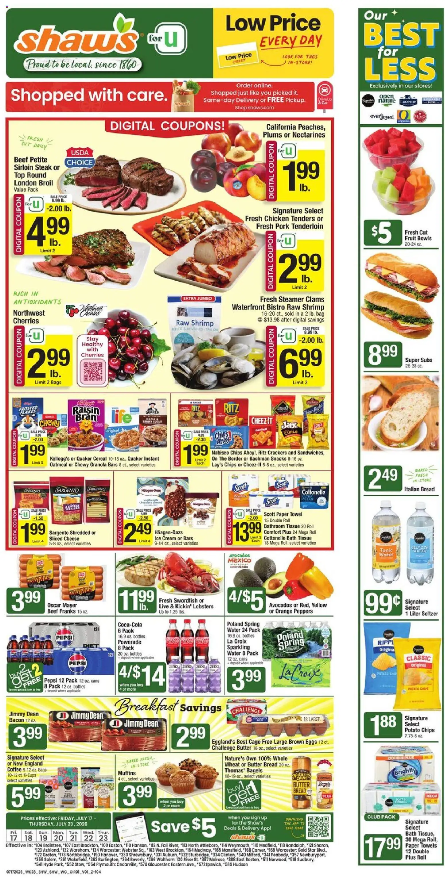 Shaw's Weekly Ad - valid from 07/17/2026 | Page: 1 | Products: Crackers, Water, Bag, Muffins