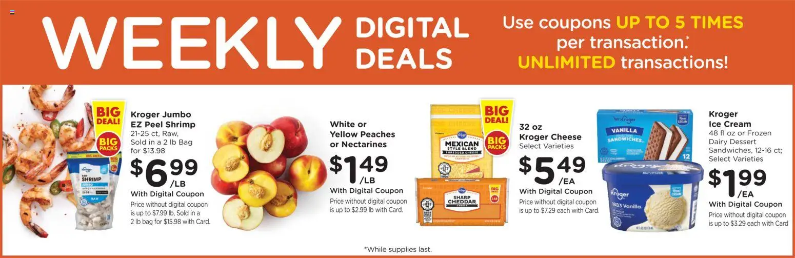 Fry's Food Weekly Ad - valid from 07/22/2026 | Page: 2 | Products: Peaches, Cream, Ice cream, Bag