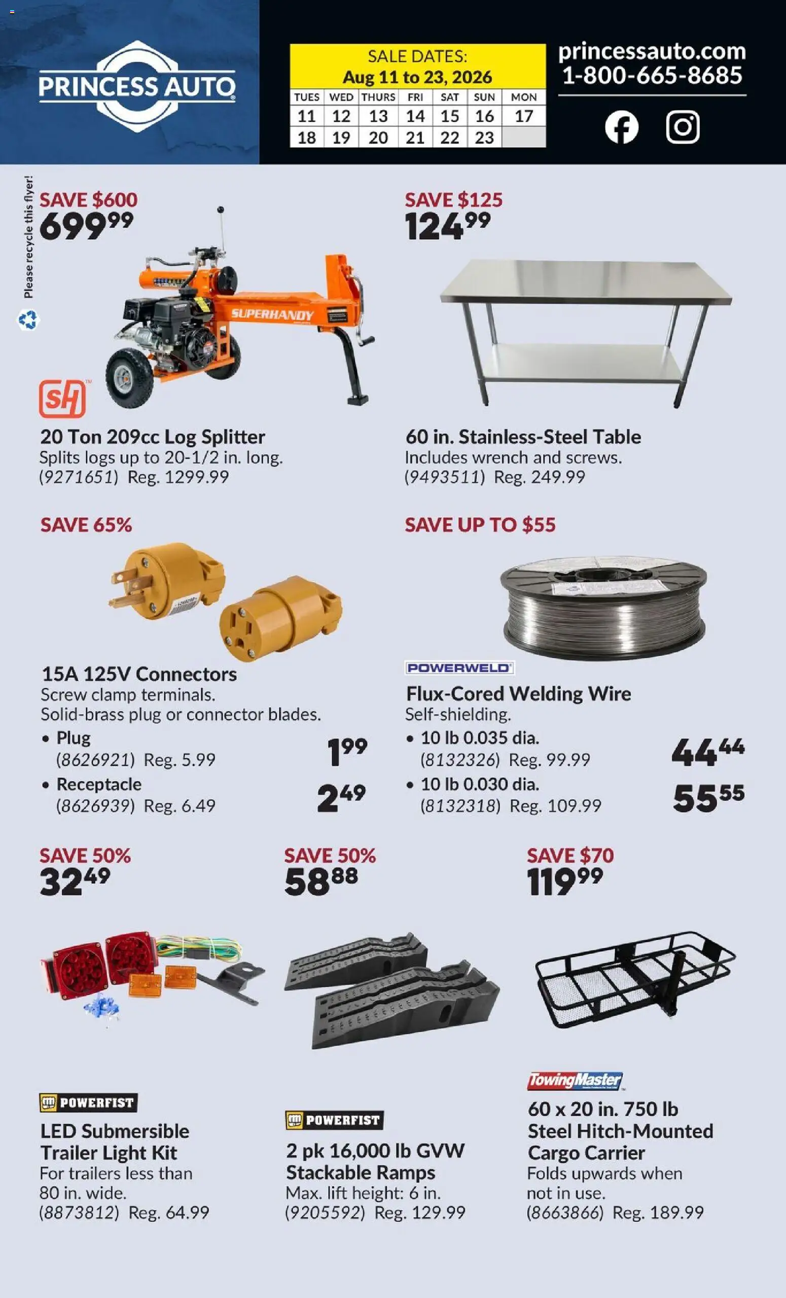 Princess Auto flyer valid from Aug 11, 2026 | Page: 2 | Products: Connector, Table