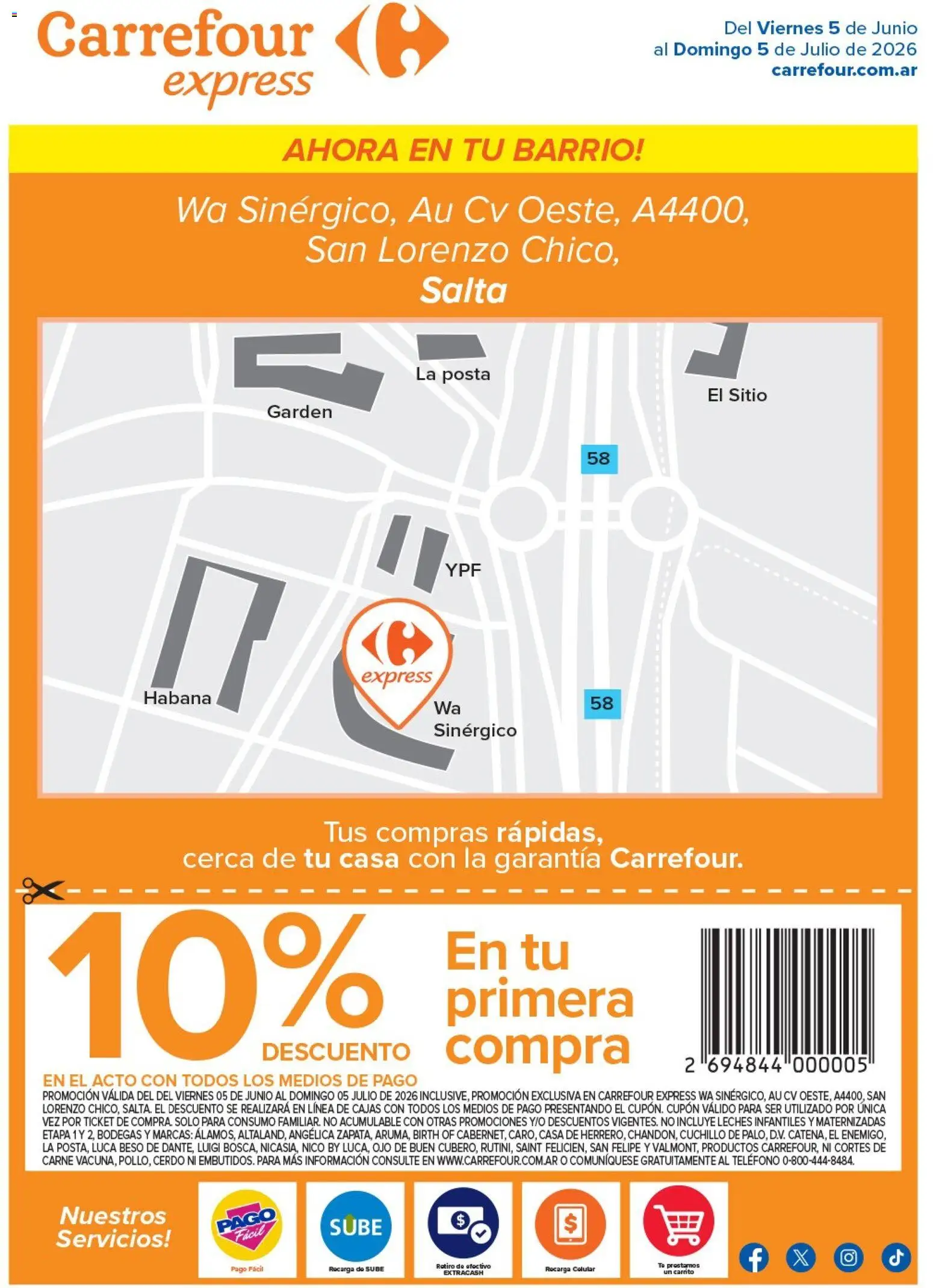 Carrefour - Carrefour Express | Wa Sinérgico, Au Cv Oeste, A4400, Salta │ válido desde el 05.06.2026 | Página: 1 | Productos: Teléfono, Cuchillo, Cerdo