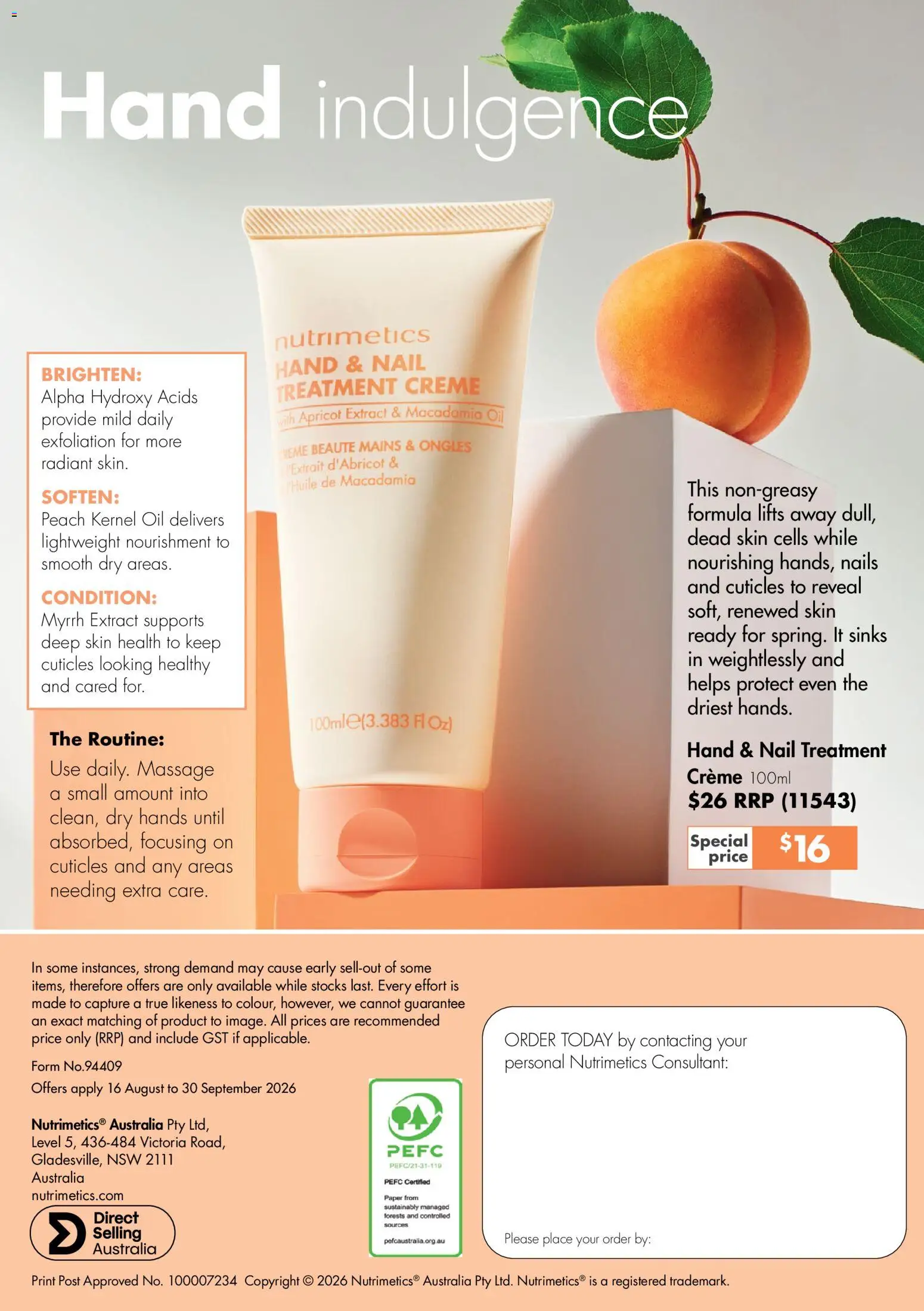 Nutrimetics catalogue - valid from 16/08/2026 | Page: 32 | Products: Oil, Peach, Nail treatment, Treatment
