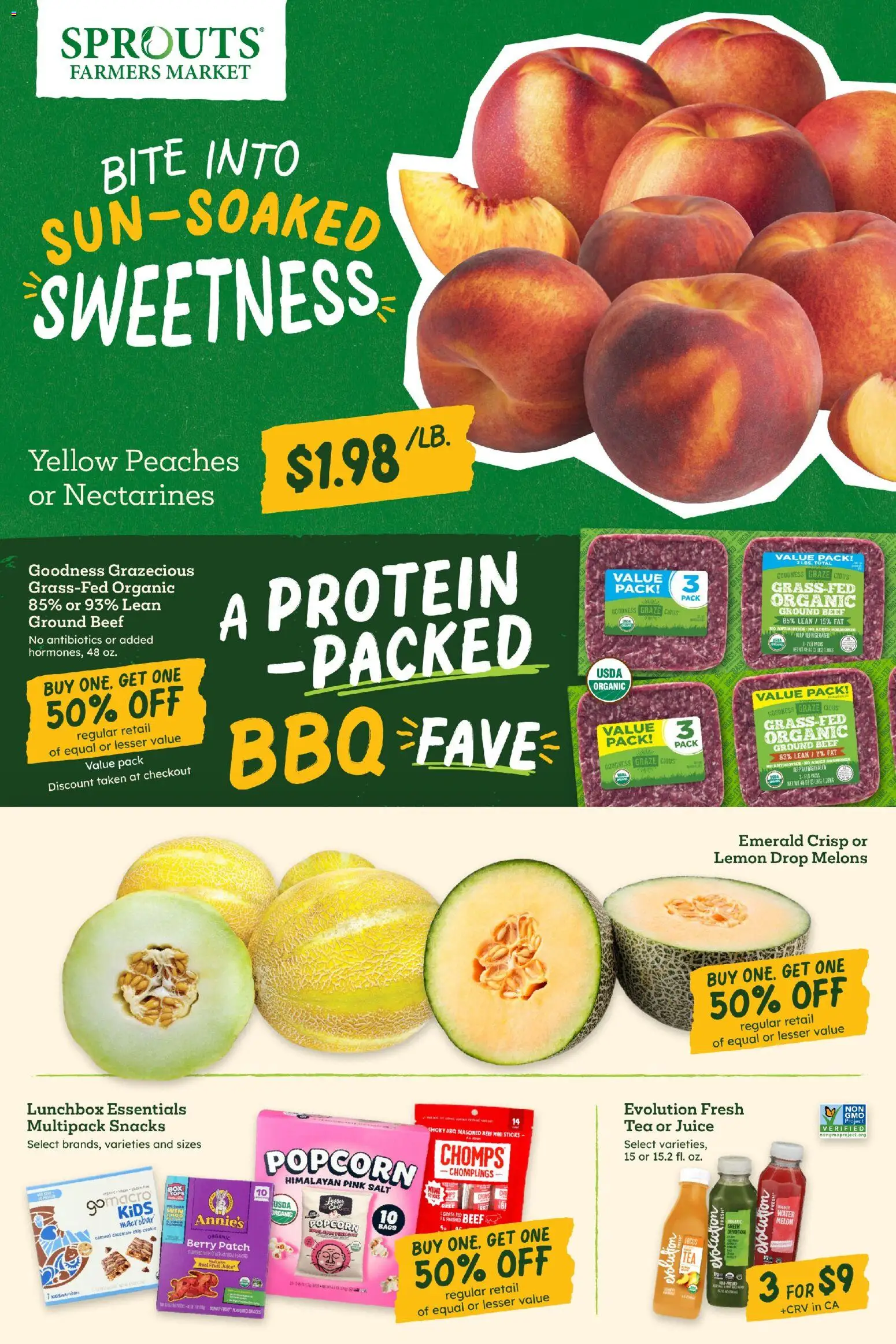 Sprouts Weekly Ad - valid from 08/05/2026 | Page: 2 | Products: Peaches, Salt, Lemon, Chocolate Chip