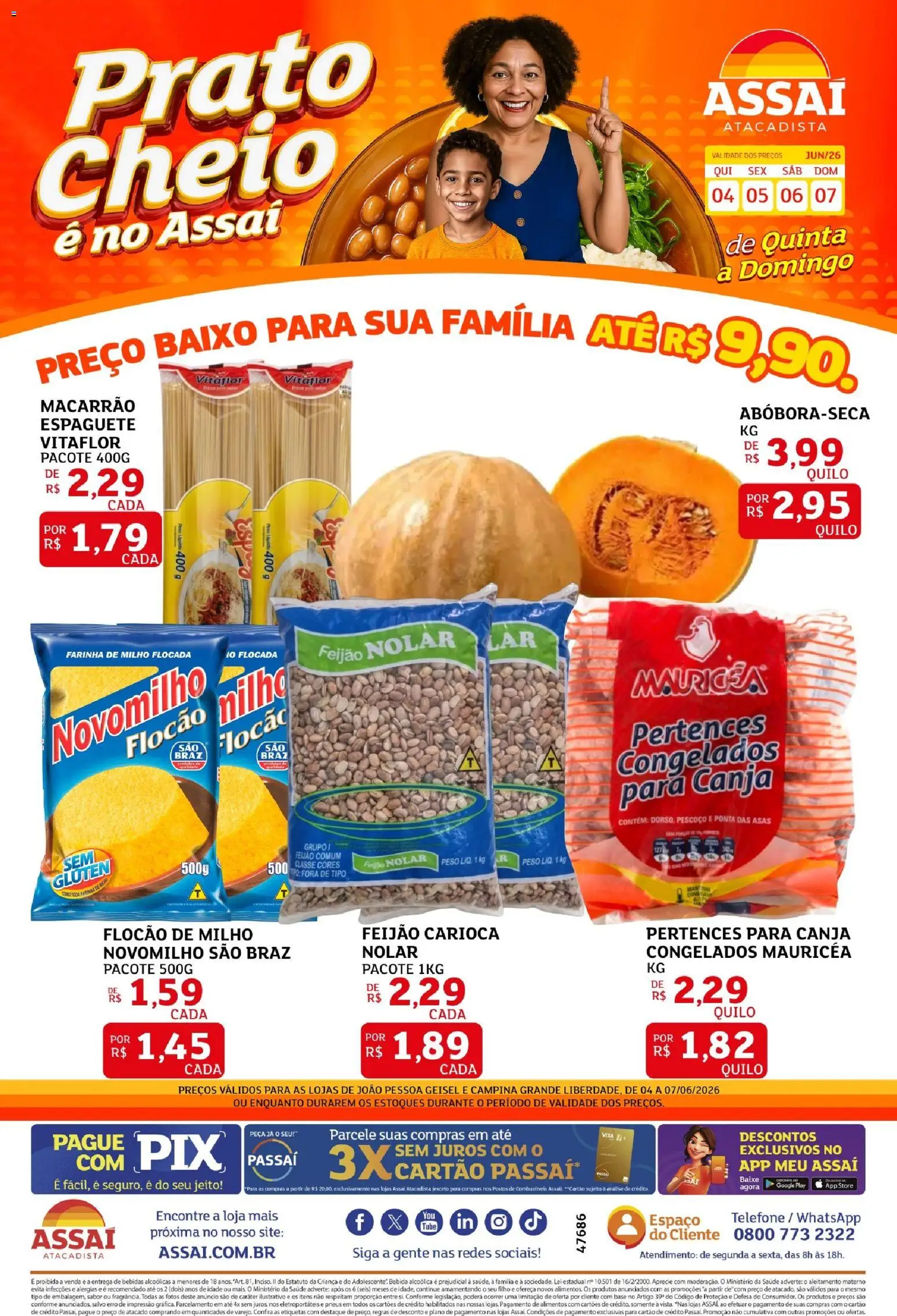 Assaí Atacadista Folheto - válido de 04.06.2026 | Página: 1 | Produtos: Pneus, Base, Macarrão, Bebida