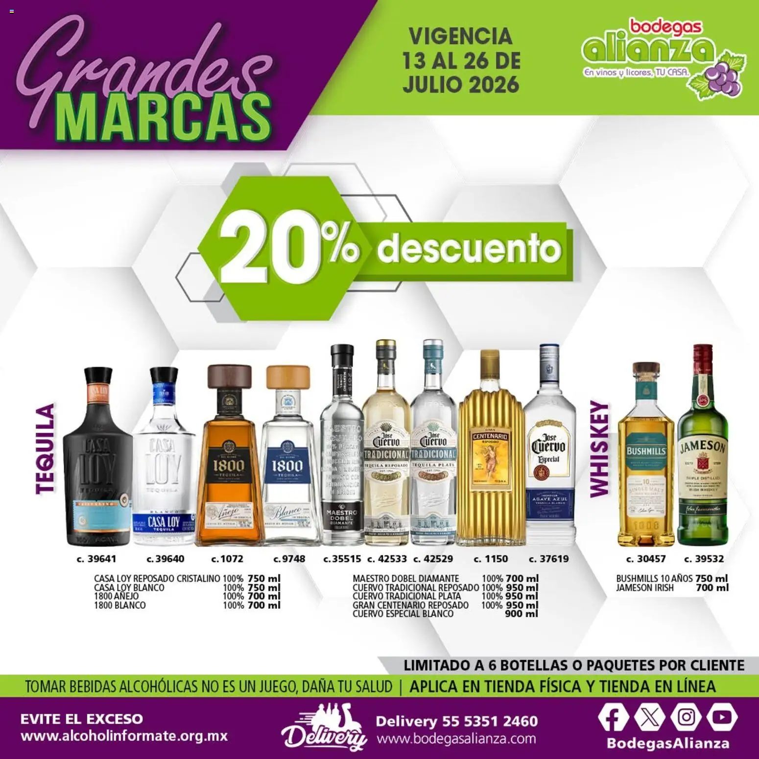 Nuevas ofertas de Bodegas Alianza válidas en toda la República Mexicana desde el 13/07/2026. ¡Encuentra las mejores ofertas en Bodegas Alianza catálogo Grandes Marcas! | Página: 8 | Productos: Whiskey, Tequila