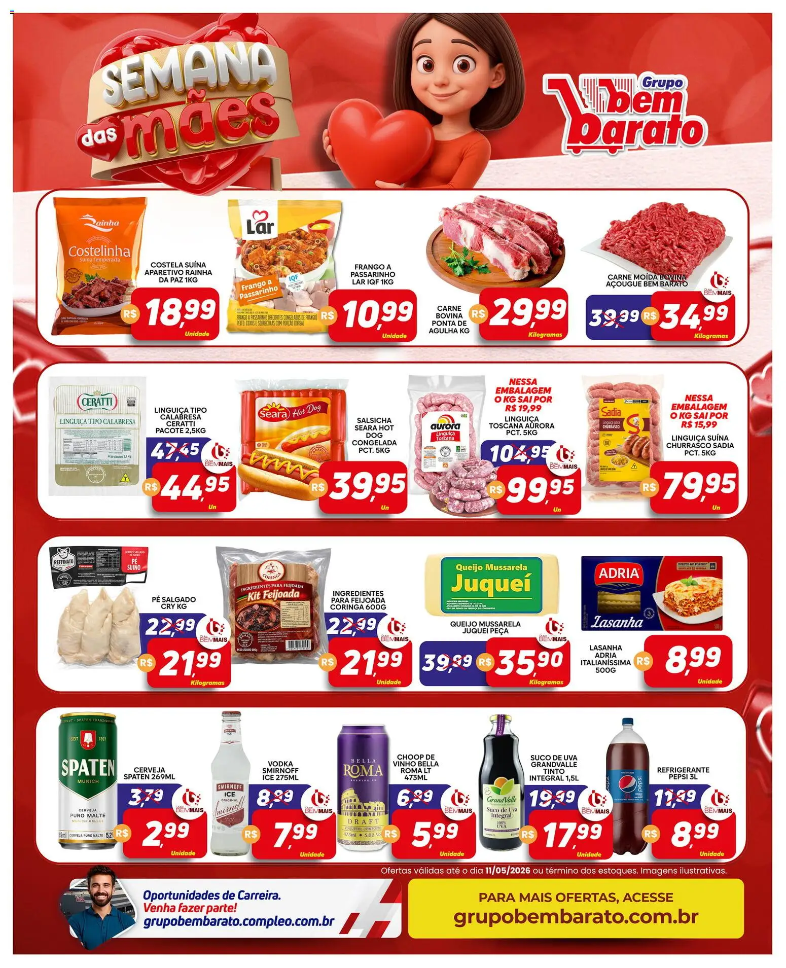 Supermercado Bem Barato Folheto - válido de 05.05.2026 | Página: 2 | Produtos: Cerveja, Carne, Refrigerante, Carne moída