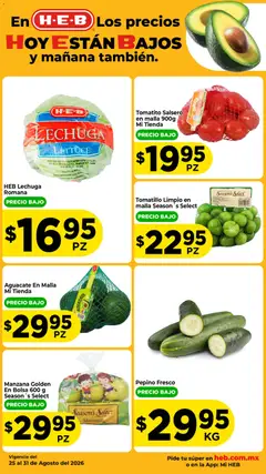 Vista previa de H-E-B folleto Fruta y venduras, nuevo folleto de la tienda, válido en México a partir del 25/08/2026 | Página: 2