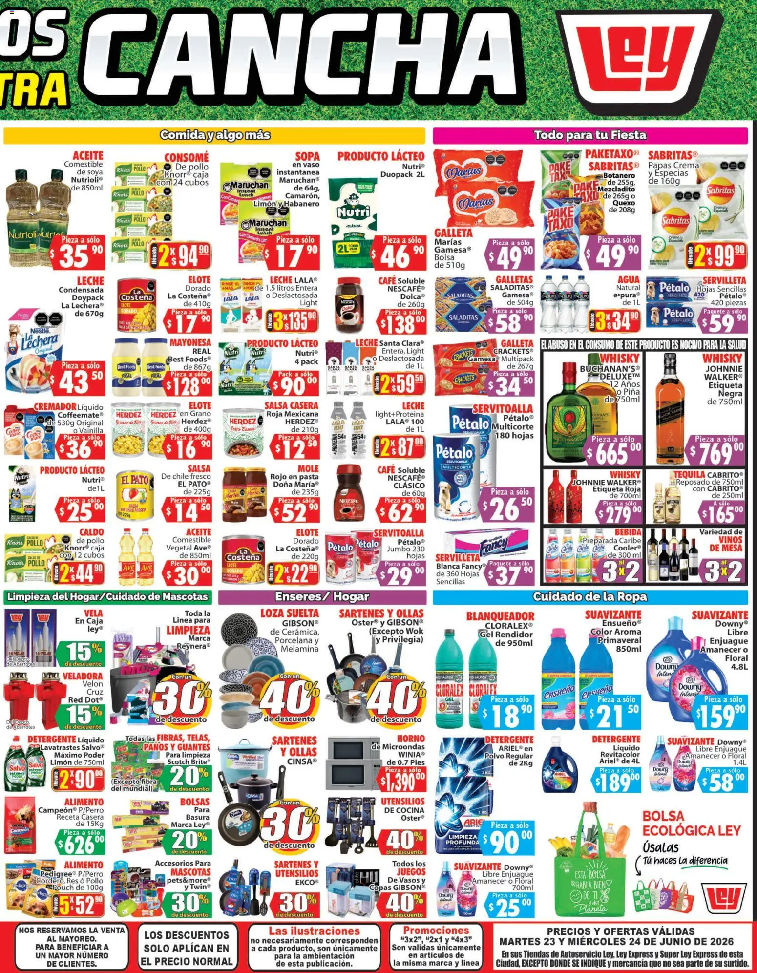 Nuevas ofertas de Casa Ley válidas en toda la República Mexicana desde el 23/06/2026. ¡Encuentra las mejores ofertas en Casa Ley folleto Autoservicio! | Página: 4 | Productos: Guantes, Leche, Galletas, Polvo