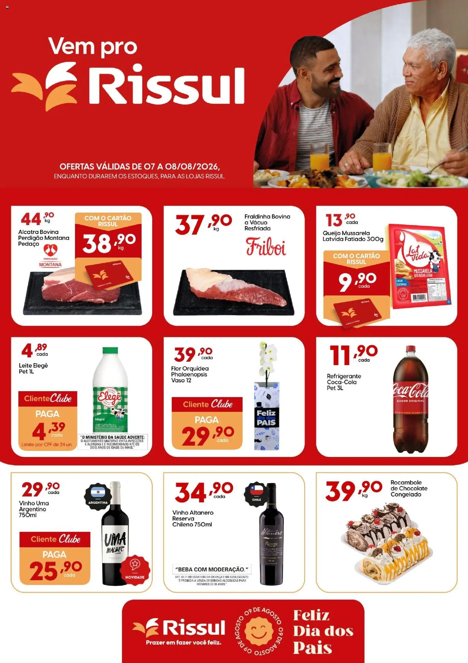Rissul Folheto - válido de 07/08/2026 | Página: 1 | Produtos: Bebidas, Chocolate, Vinho, Refrigerante