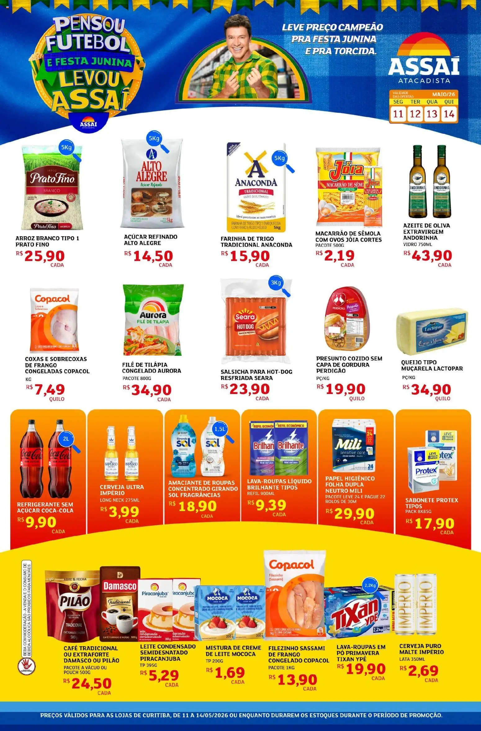 Assaí Atacadista Folheto - válido de 11.05.2026 | Página: 1 | Produtos: Pó, Amaciante de roupas, Queijo, Macarrão