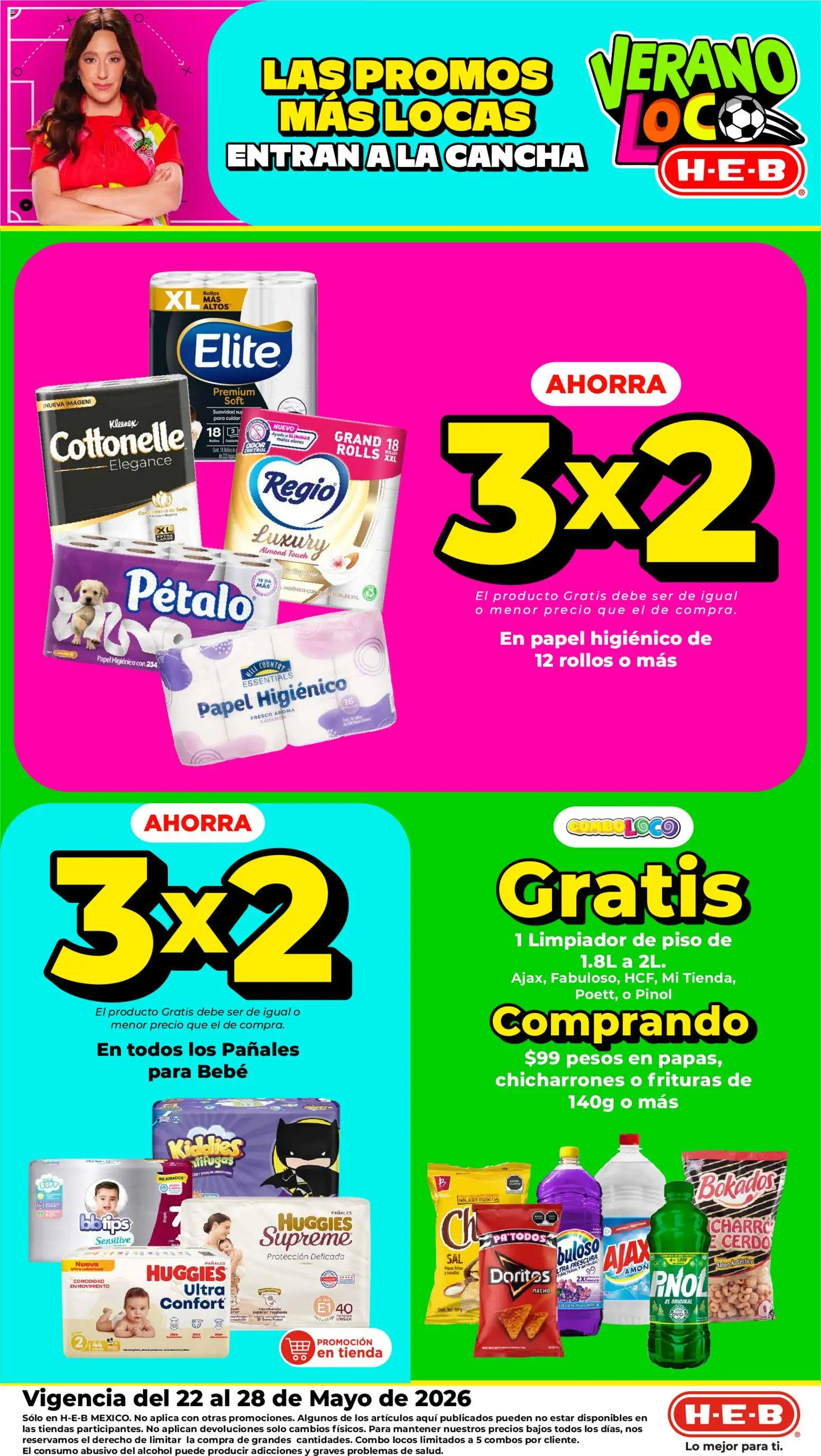 Nuevas ofertas de H-E-B válidas en toda la República Mexicana desde el 21.05.2026. ¡Encuentra las mejores ofertas en H-E-B folleto! | Página: 1 | Productos: Aceite, Cerdo, Pañales, Papel higiénico