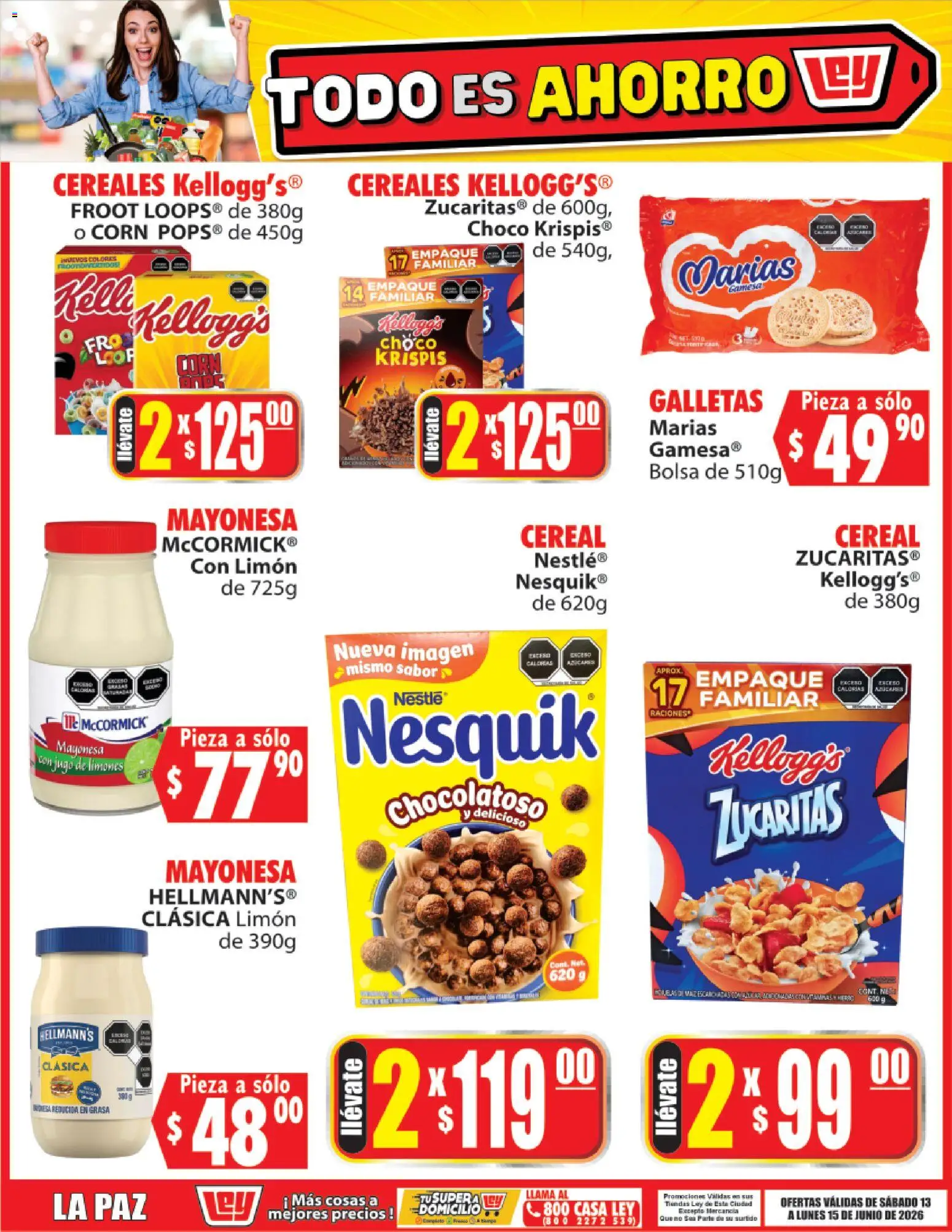 Nuevas ofertas de Casa Ley válidas en toda la República Mexicana desde el 13.06.2026. ¡Encuentra las mejores ofertas en Casa Ley folleto Todo es ahorro! | Página: 2 | Productos: Mayonesa, Bolsa, Limón, Galletas
