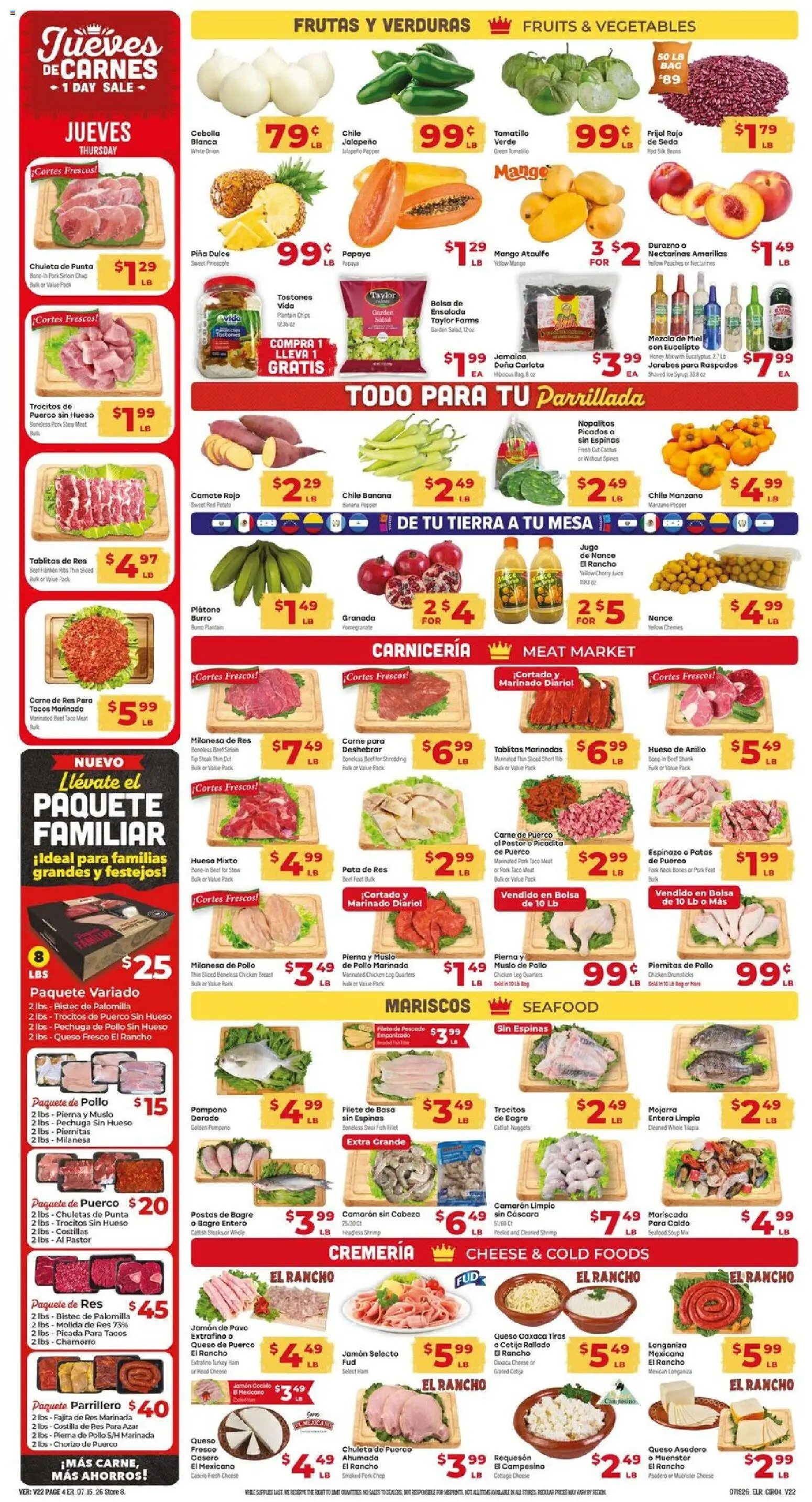 El Rancho Weekly Ad - valid from 07/15/2026 | Page: 4 | Products: Peaches, Pineapple, Salad, Bag