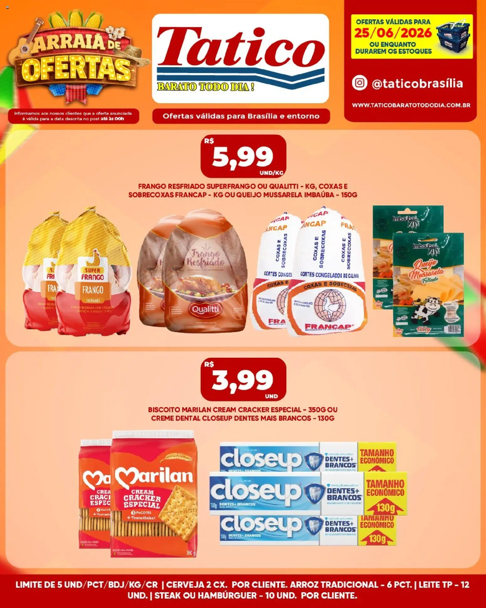 Tatico Folheto - válido de 26/06/2026 | Página: 26 | Produtos: Leite, Arroz, Creme, Creme dental