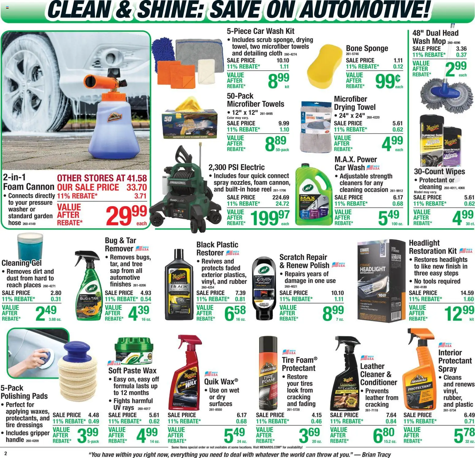 Menards Weekly Ad - valid from 07/30/2026 | Page: 3 | Products: Tire, Conditioner, Sponge, Headlight