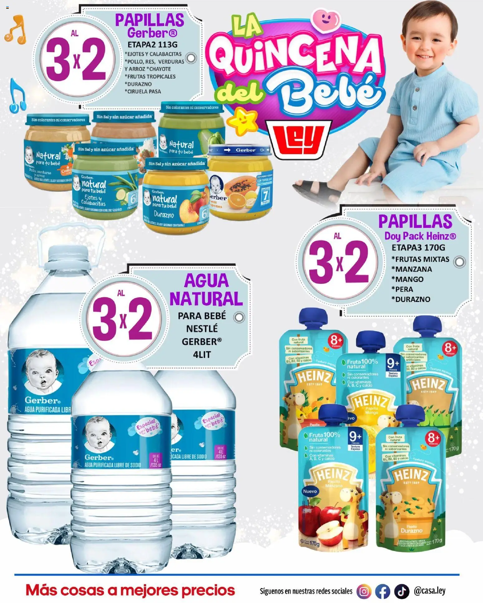 Nuevas ofertas de Casa Ley válidas en toda la República Mexicana desde el 16.05.2026. ¡Encuentra las mejores ofertas en Casa Ley folleto La Quincena del Bebé frontera! | Página: 13 | Productos: Azúcar, Durazno, Sal, Manzana