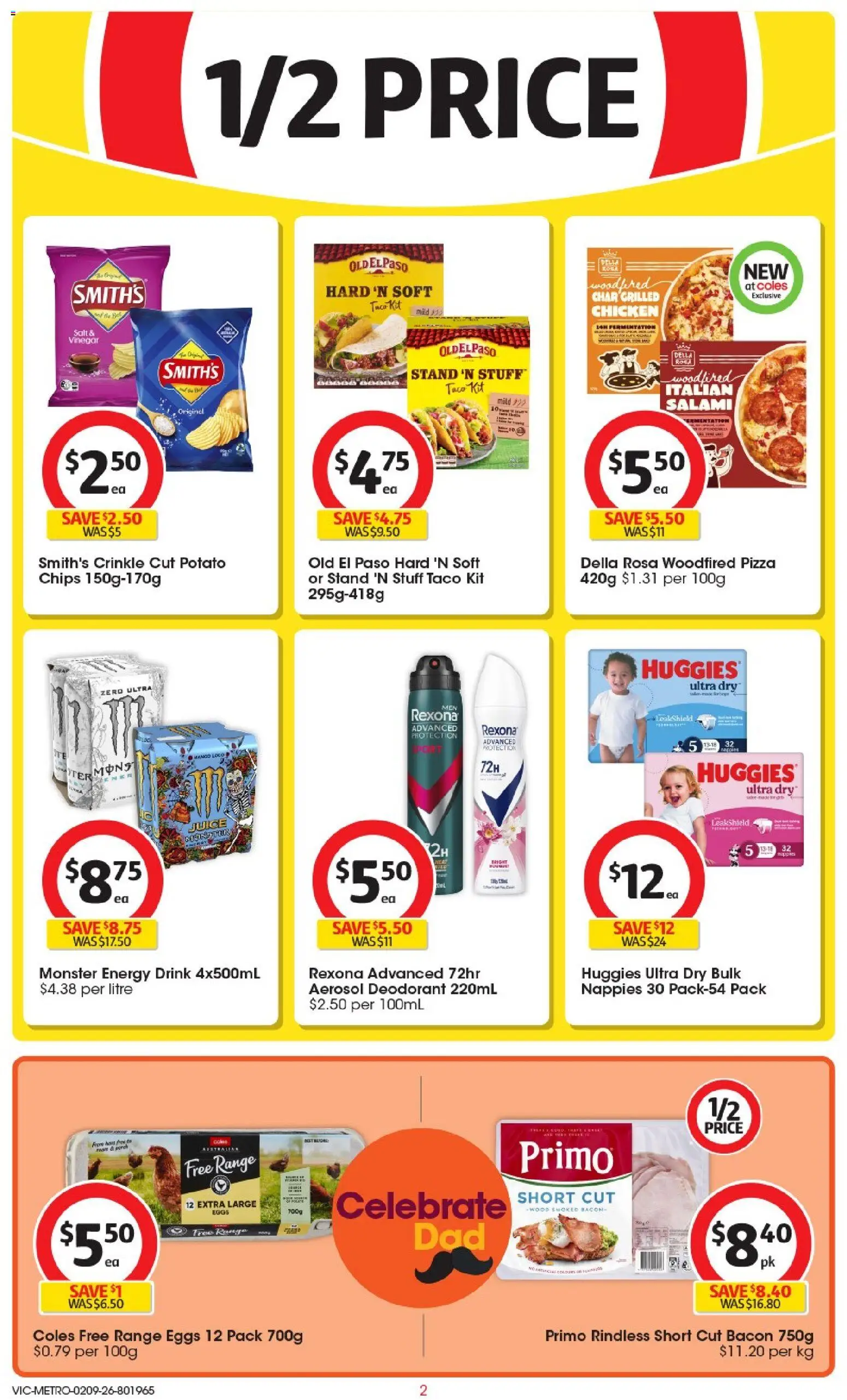 Coles catalogue - valid from 02/09/2026 | Page: 3 | Products: Pizza, Juice, Deodorant, Wood