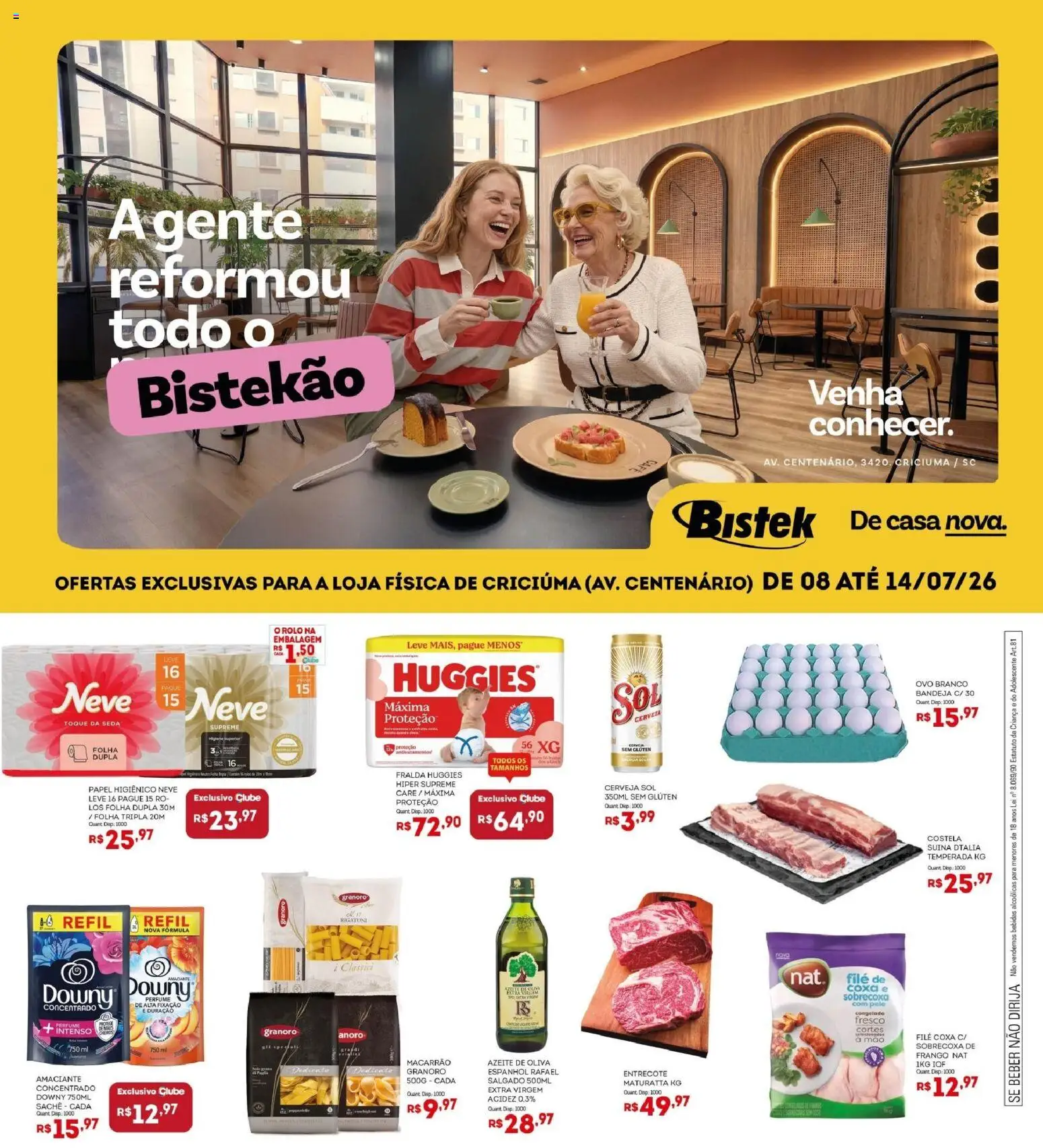 Bistek Supermercados Folheto - válido de 08/07/2026 | Página: 1 | Produtos: Entrecote Maturatta, Cerveja, Frango, Amaciante