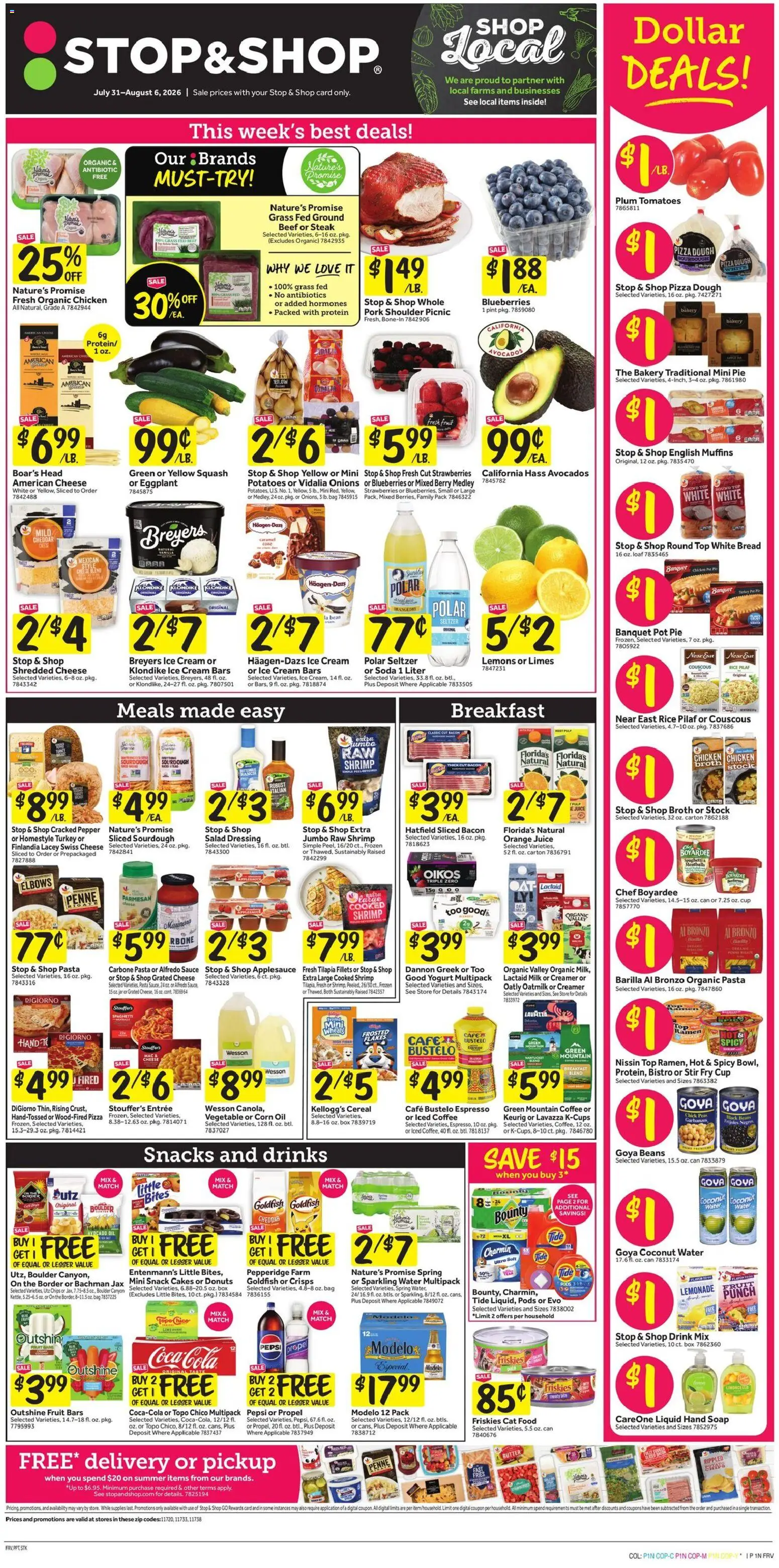 Stop & Shop Weekly Ad - valid from 07/31/2026 | Page: 1 | Products: Plum, Bread, Protein, Pasta