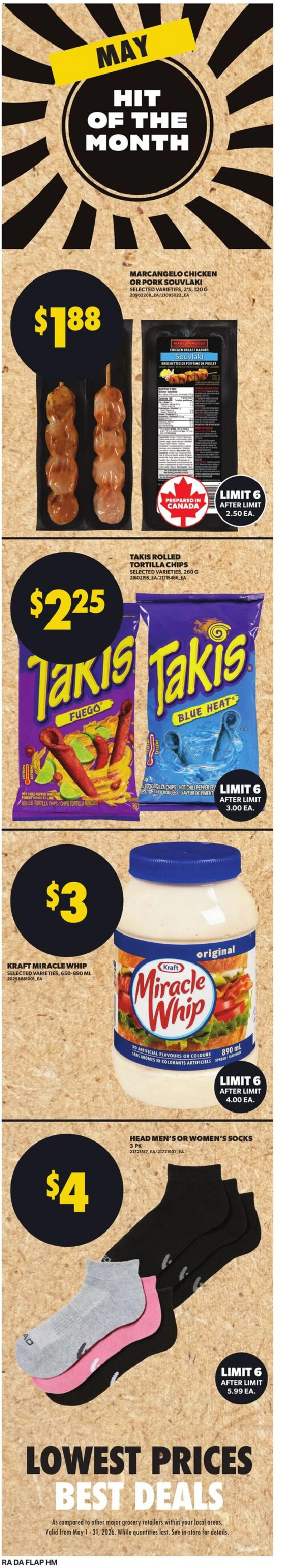 Atlantic Superstore flyer valid from 07.05.2026 | Page: 9 | Products: Chips, Socks, Chicken, Pork