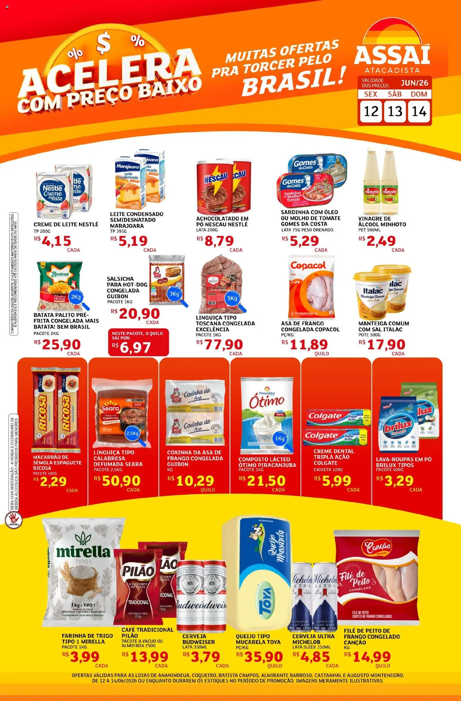 Assaí Atacadista Folheto - válido de 12.06.2026 | Página: 1 | Produtos: Ferro, Creme de leite, Creme dental, Sardinha
