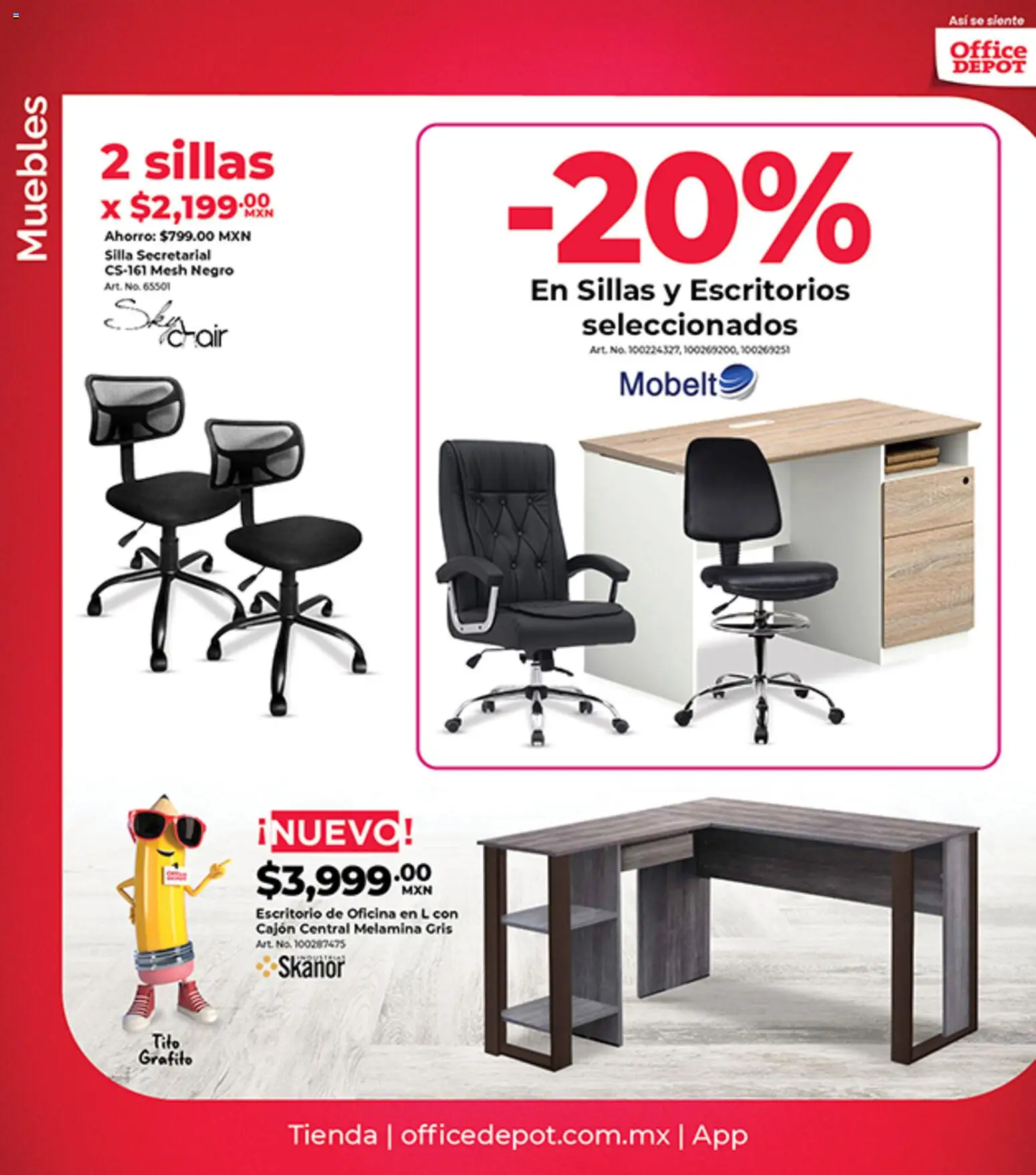 Nuevas ofertas de Office Depot válidas en toda la República Mexicana desde el 01.05.2026. ¡Encuentra las mejores ofertas en Office Depot catálogo! | Página: 23 | Productos: Silla, Escritorio