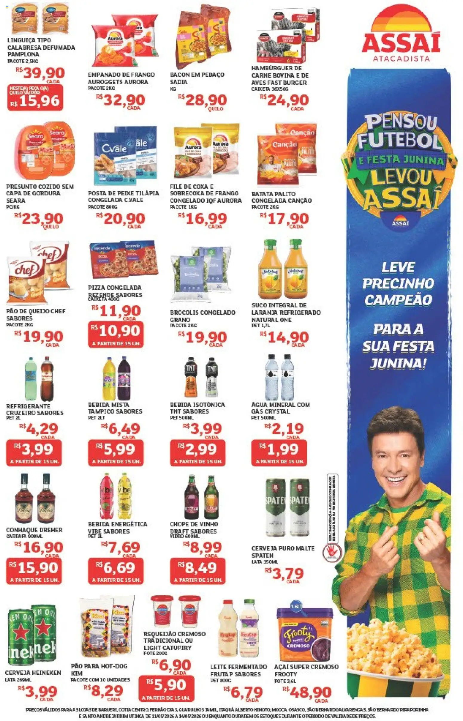Assaí Atacadista Folheto - válido de 11.05.2026 | Página: 3 | Produtos: Conhaque, Linguiça, Cerveja, Peixe