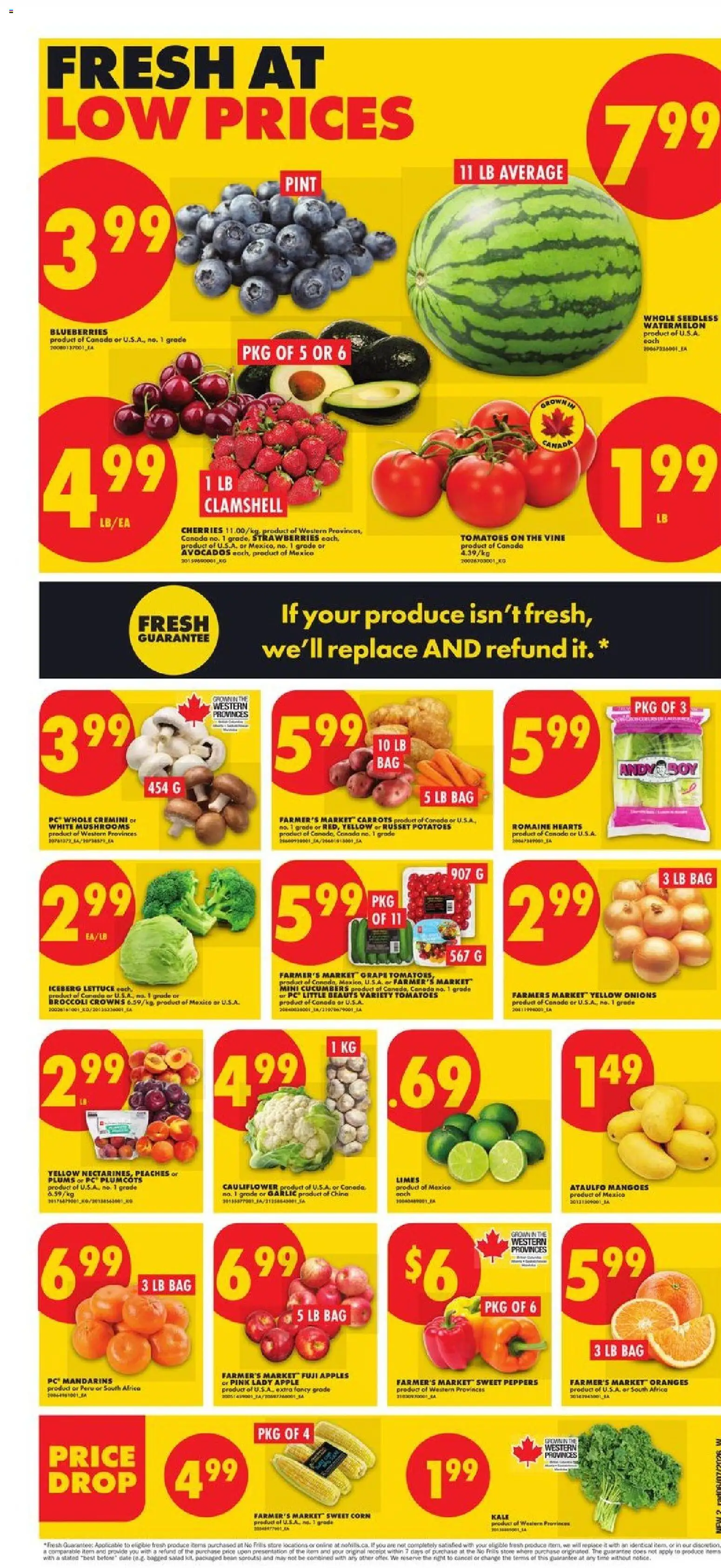 No Frills flyer valid from Jul 9, 2026 | Page: 2 | Products: Strawberries, Potatoes, Bag, Tomatoes
