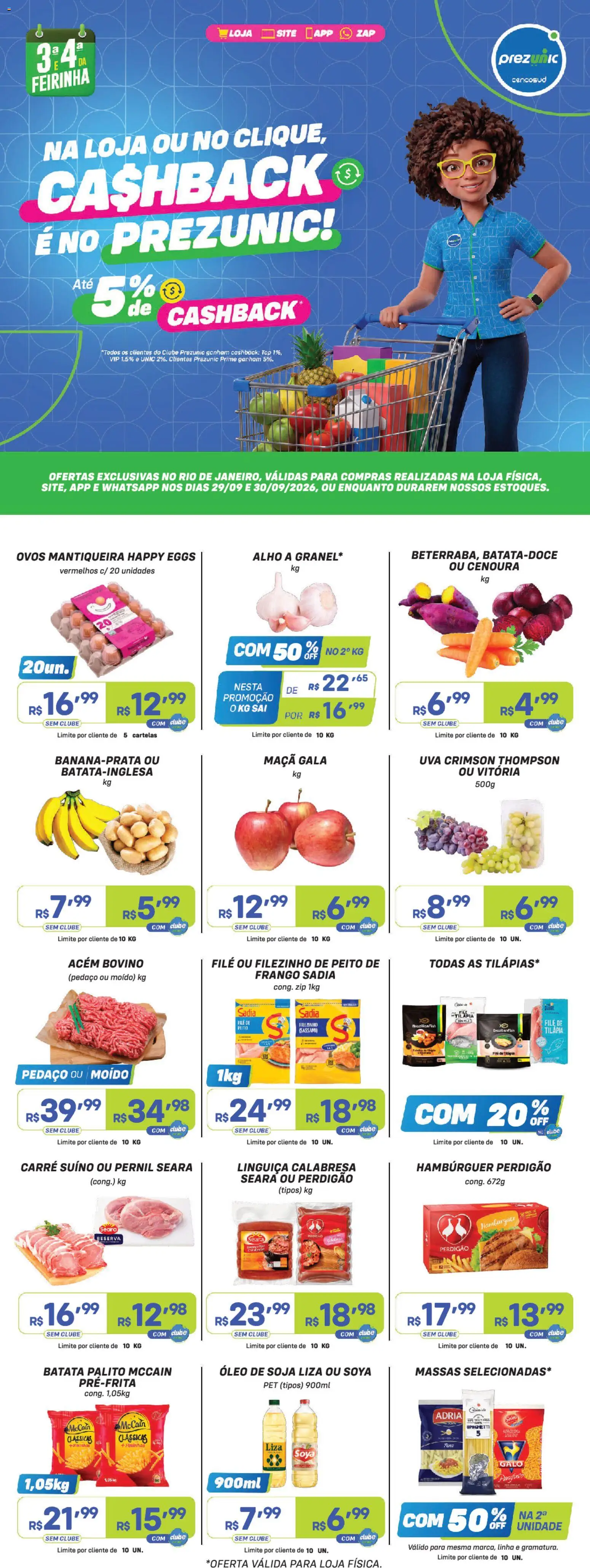 Prezunic Folheto - válido de 29/09/2026 | Página: 1 | Produtos: Uva, Ovos, Batata, Frango