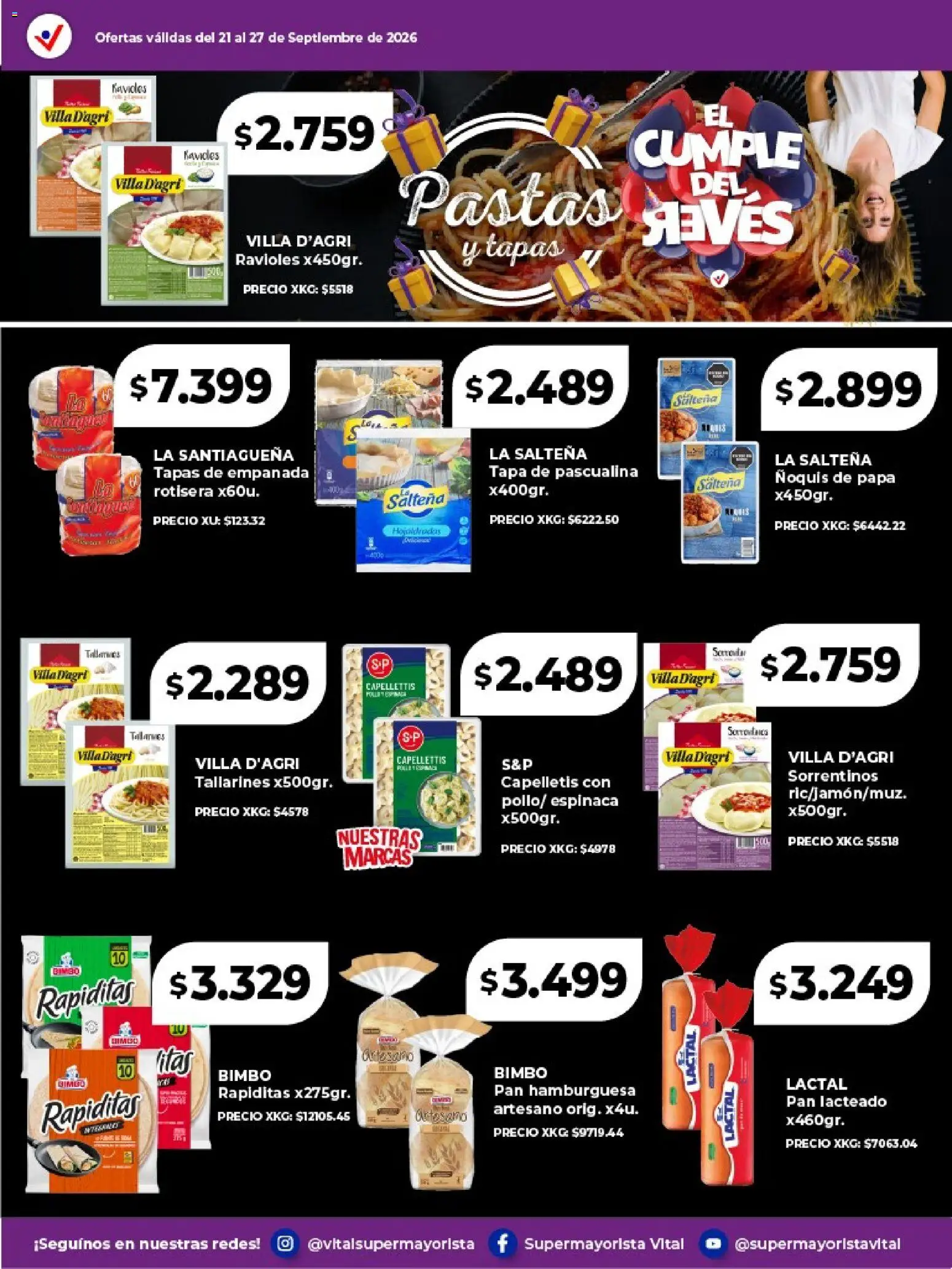Vital - Especial de frescos │ válido desde el 21/09/2026 | Página: 6 | Productos: Hamburguesa, Ñoquis de papa, Pan, Ñoquis