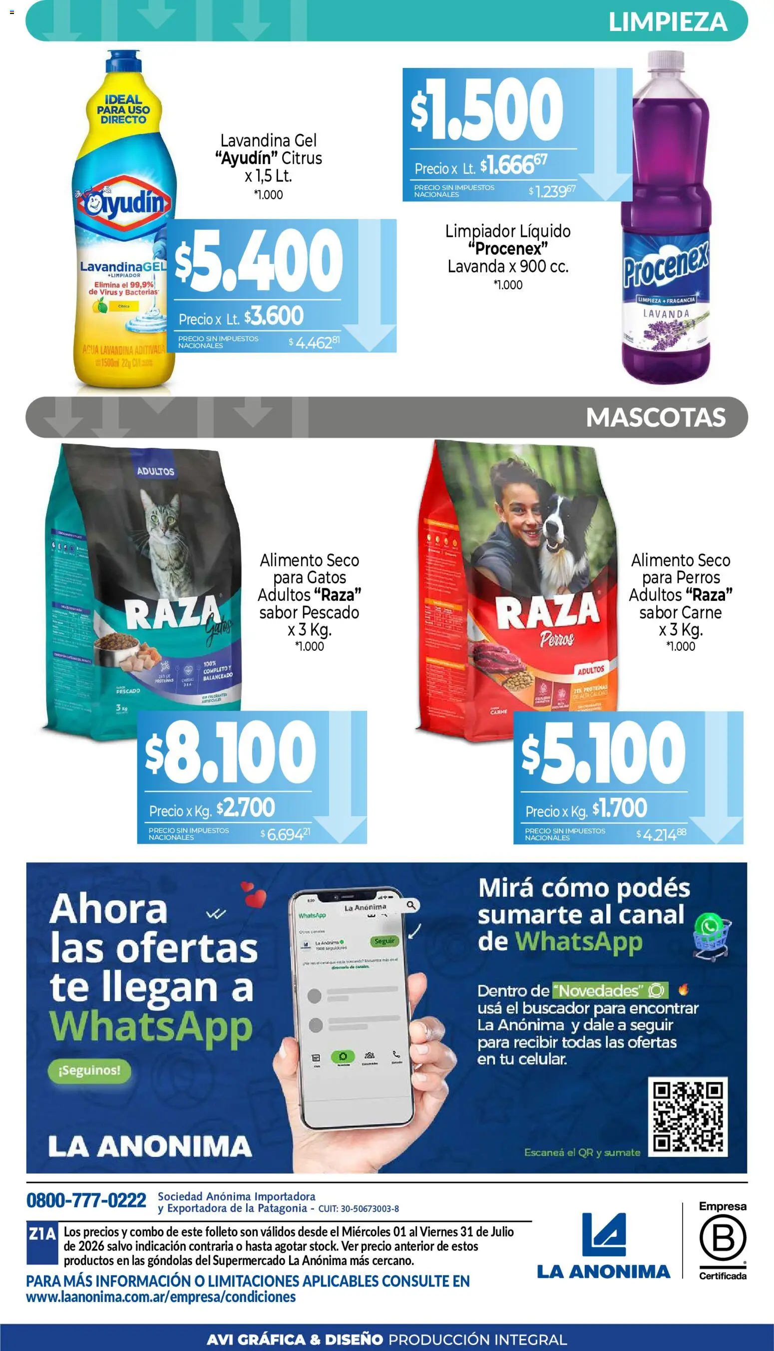 La Anonima catálogo │ válido desde el 01/07/2026 | Página: 13 | Productos: Lavandina, Pescado, Fragancia, Limpiador