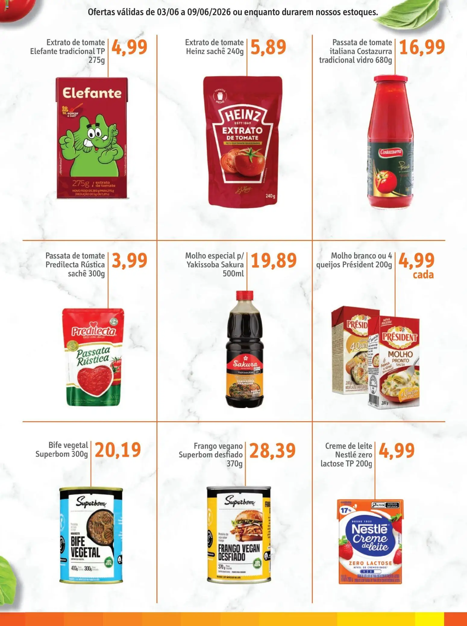Sonda Folheto - válido de 03.06.2026 | Página: 6 | Produtos: Leite, Tomates, Creme, Frango