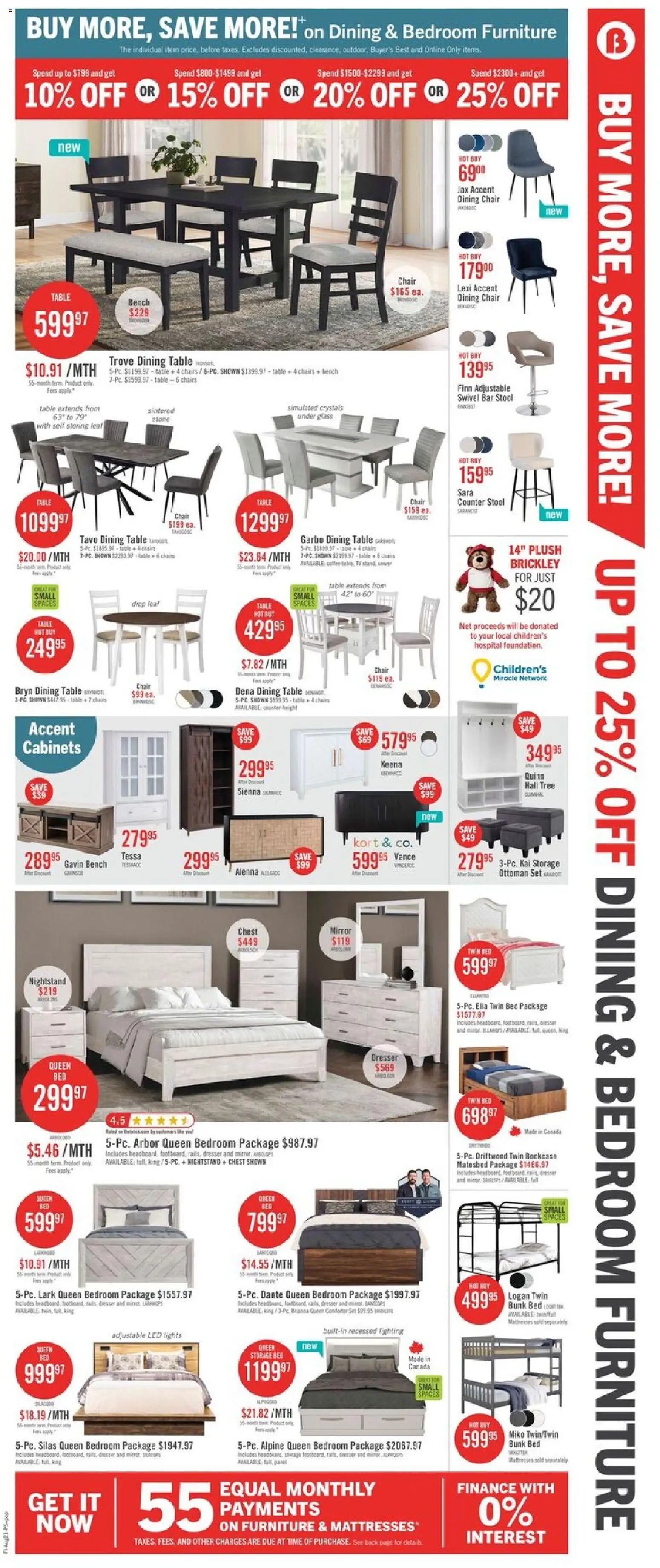 The Brick flyer valid from Aug 20, 2026 | Page: 13 | Products: Nightstand, Table, Lighting, Chairs
