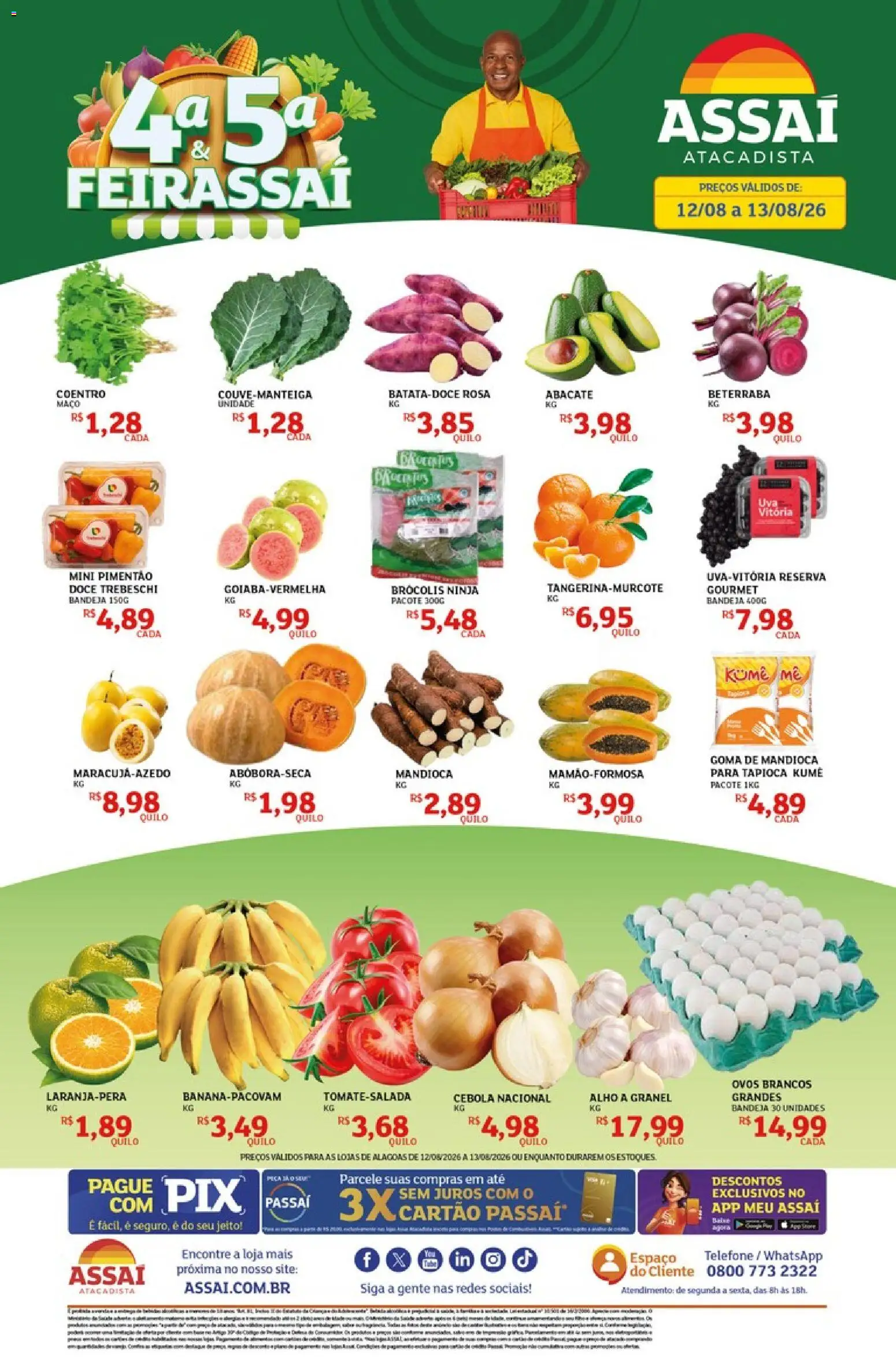 Assaí Atacadista Folheto - válido de 12/08/2026 | Página: 1 | Produtos: Tapioca, Abacate, Ovos, Doce