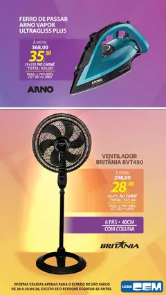 Lojas Cem - Ofertas atuais - Pré-Visualização do folheto da loja Lojas Cem, válido de 20.04.2026 | Página: 123 | Produtos: Ferro, Ventilador, Ferro de passar, Carne