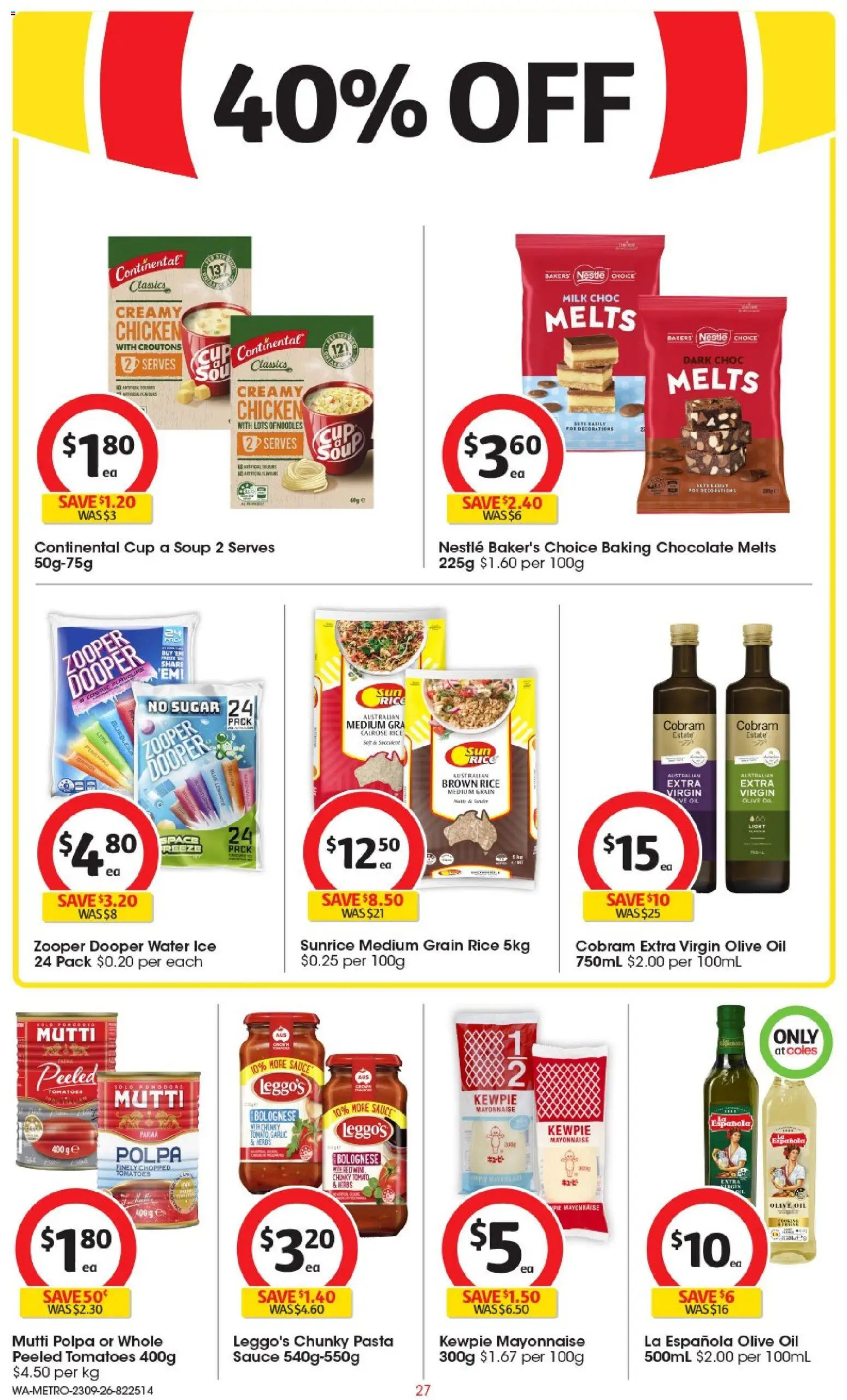 Coles catalogue - valid from 23/09/2026 | Page: 27 | Products: Light, Brown rice, Olive oil, Garlic