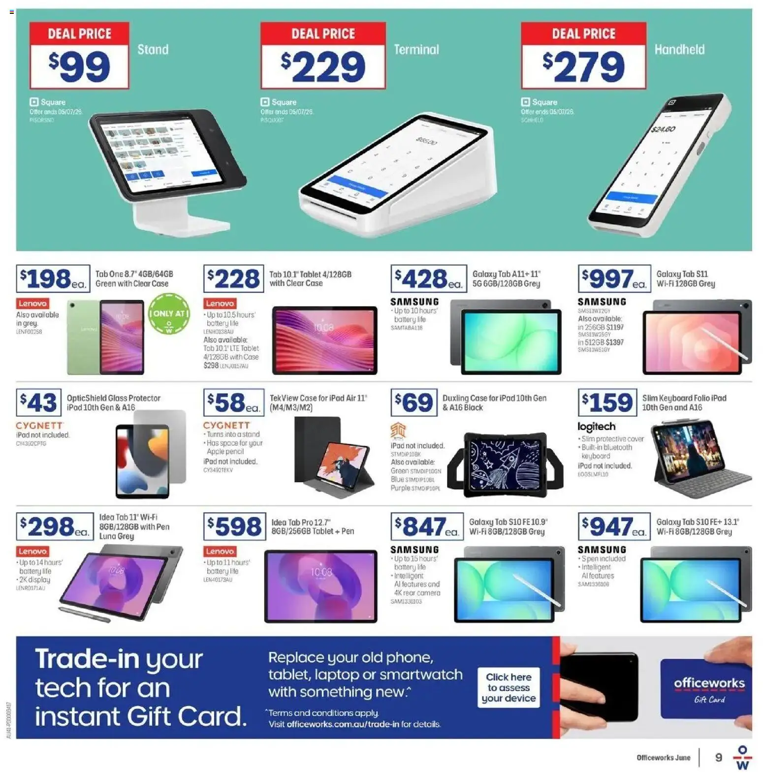 Officeworks catalogue - valid from 11.06.2026 | Page: 9 | Products: Device, Keyboard, Camera, Pencil