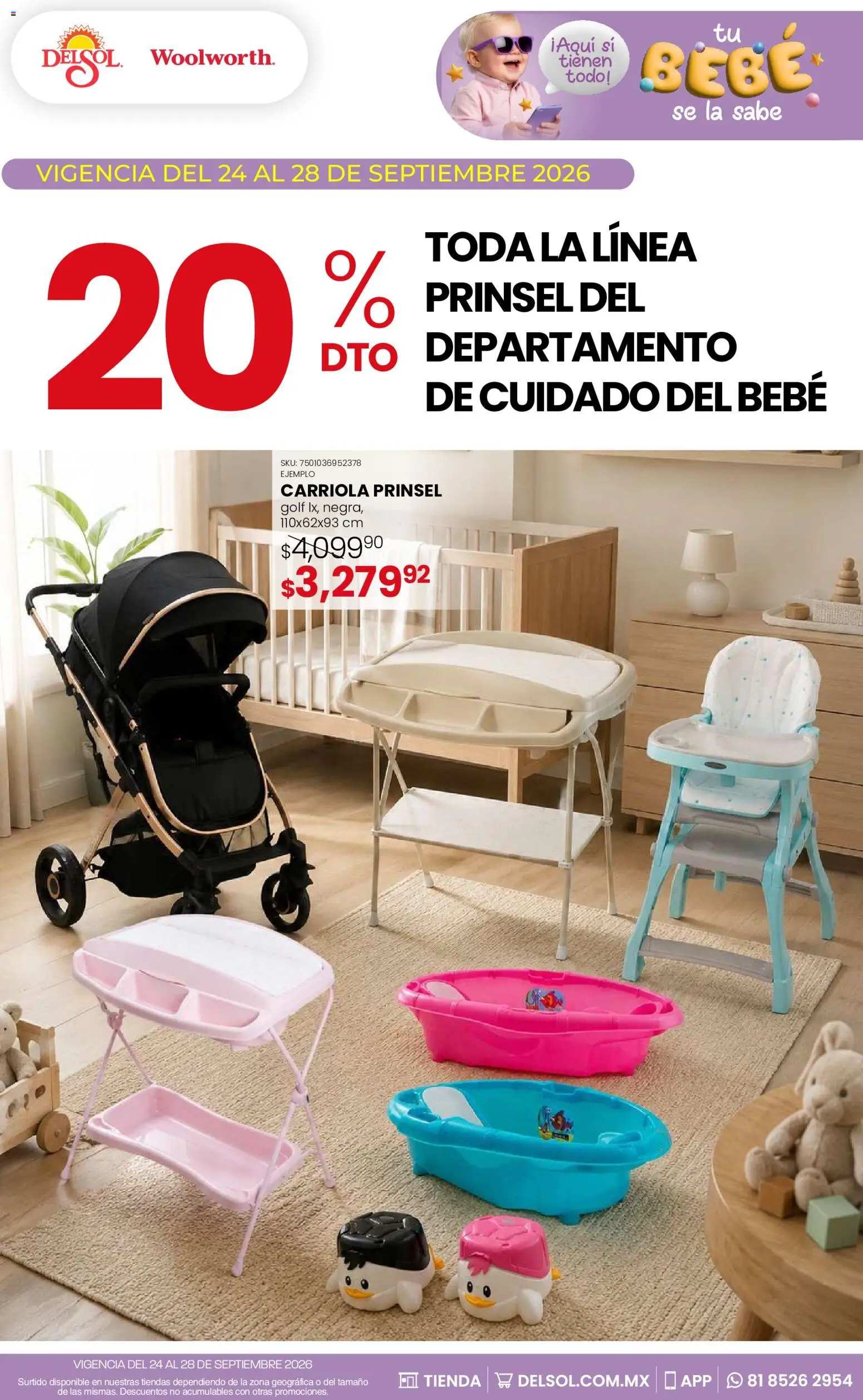 Nuevas ofertas de Del Sol y Woolworth válidas en toda la República Mexicana desde el 24/09/2026. ¡Encuentra las mejores ofertas en Del Sol y Woolworth catálogo! | Página: 12 | Productos: Carriola