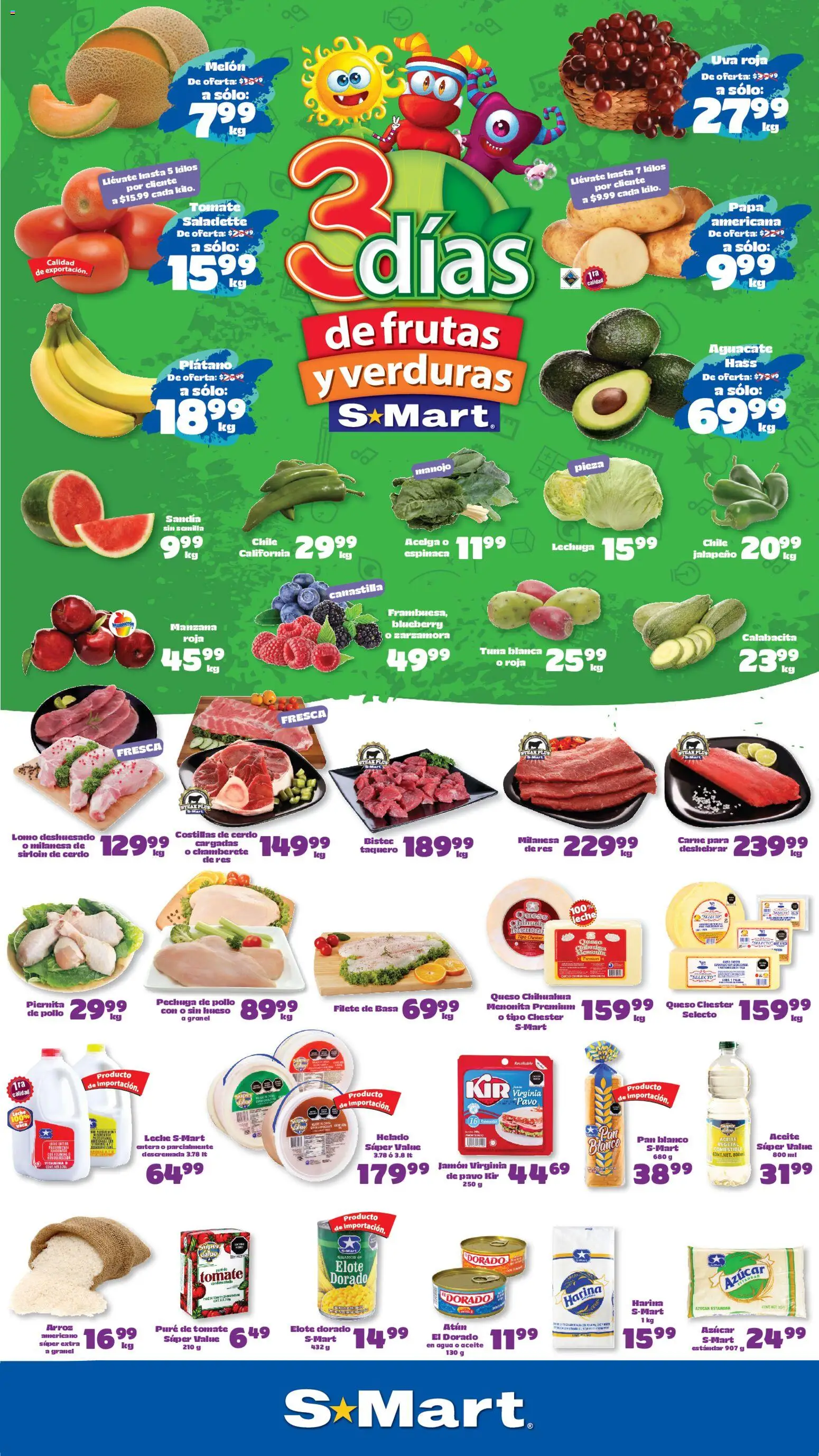 Nuevas ofertas de S-Mart válidas en toda la República Mexicana desde el 11/08/2026. ¡Encuentra las mejores ofertas en S-Mart folleto Juárez! | Página: 1 | Productos: Aceite, Cerdo, Helado, Costillas de cerdo