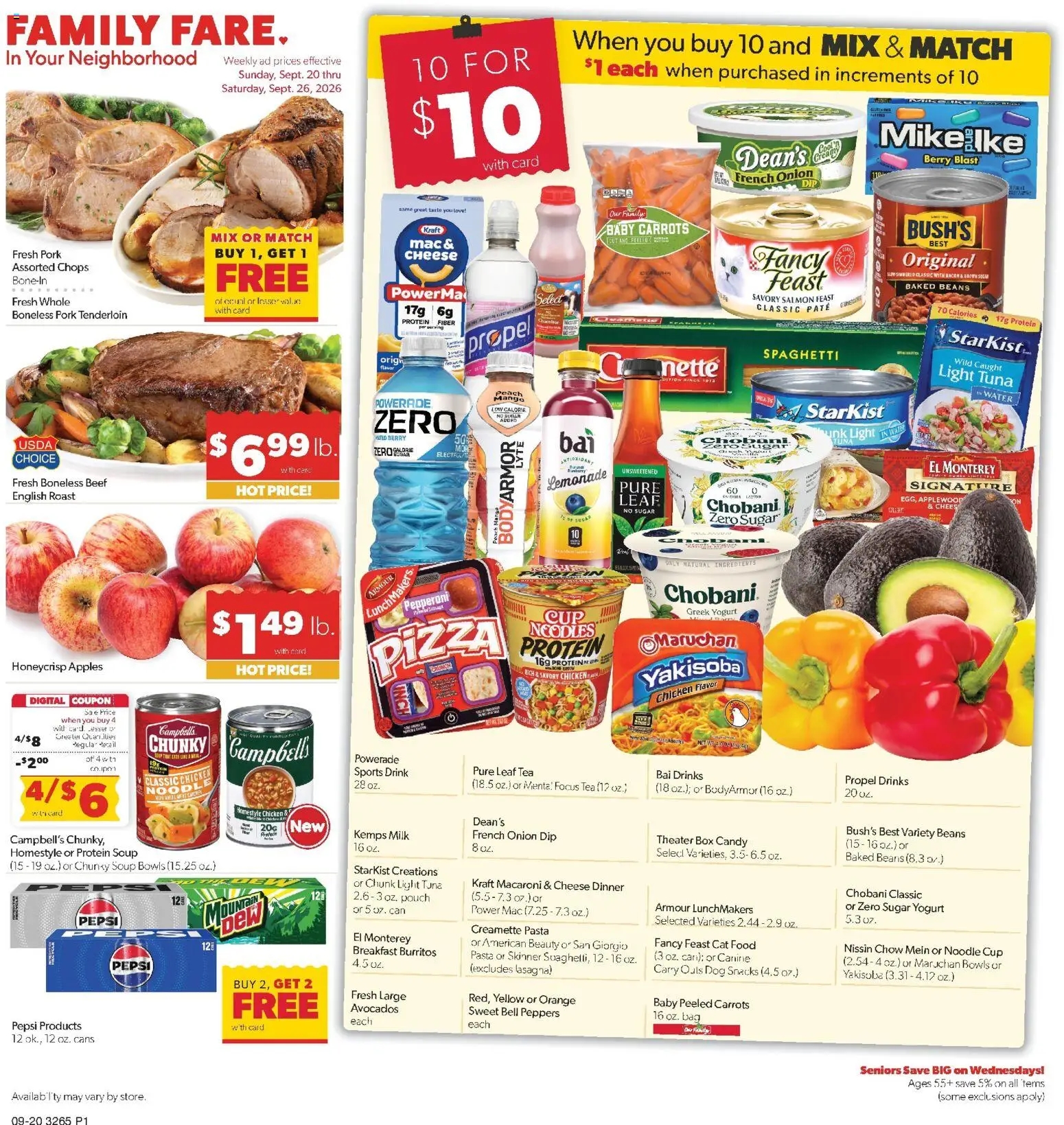 Family Fare Weekly Ad - SD - valid from 09/20/2026 | Page: 1 | Products: Cat Food, Tea, Tuna, Spaghetti