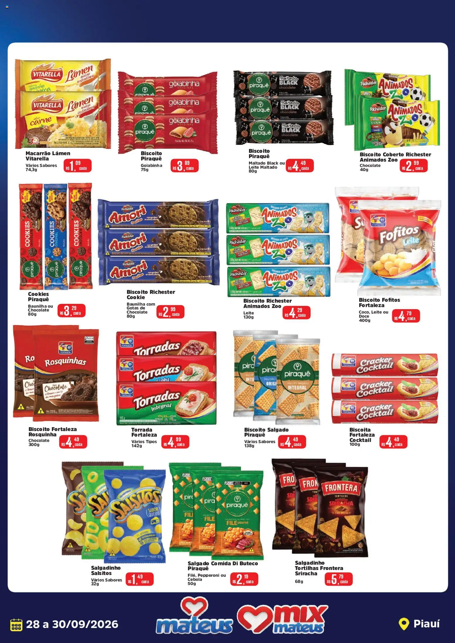 Mateus Folheto - válido de 28/09/2026 | Página: 2 | Produtos: Baunilha, Macarrão, Rosquinha, Cookies