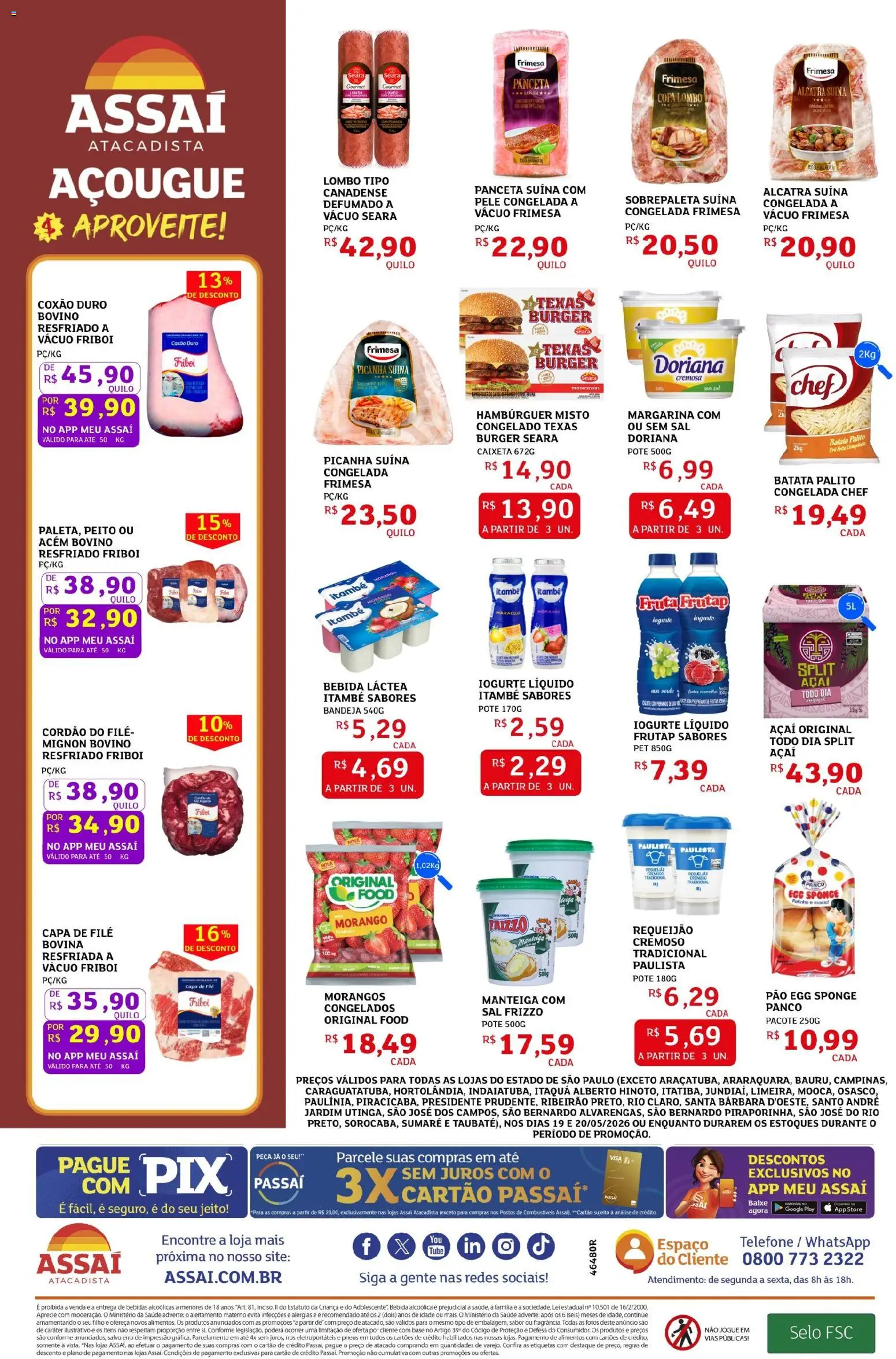 Assaí Atacadista Folheto - válido de 19.05.2026 | Página: 2 | Produtos: Doriana, Lombo, Sal, Requeijão