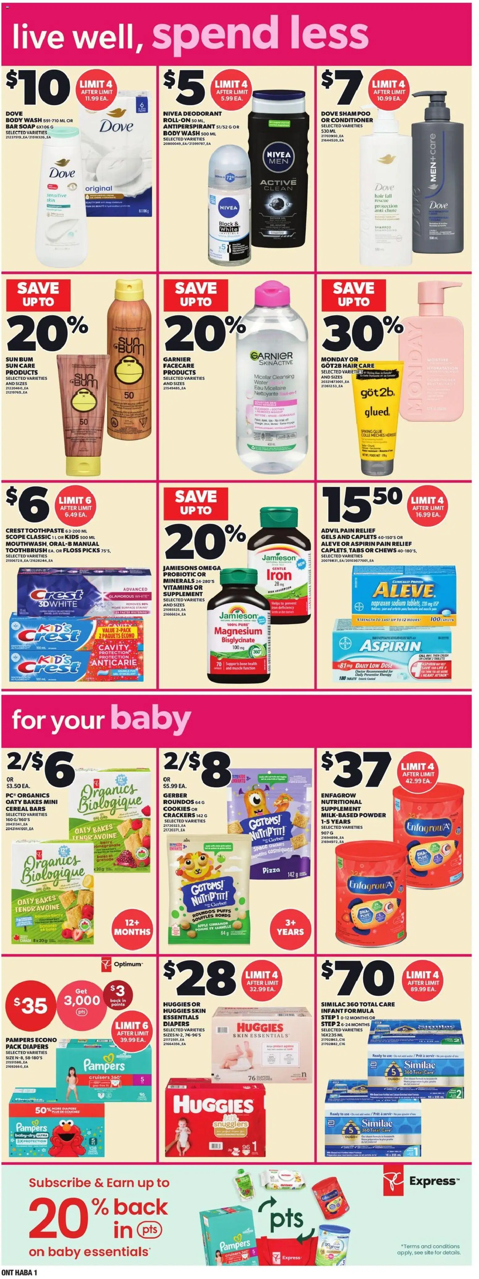Loblaws flyer valid from Jul 9, 2026 | Page: 10 | Products: Hat, Powder, Body wash, Antiperspirant