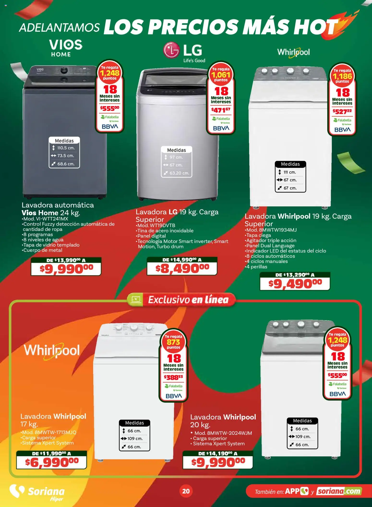 Nuevas ofertas de Soriana válidas en toda la República Mexicana desde el 14.05.2026. ¡Encuentra las mejores ofertas en Soriana Hot Sale! | Página: 20 | Productos: Agua, Lavadora, Ropa, Té