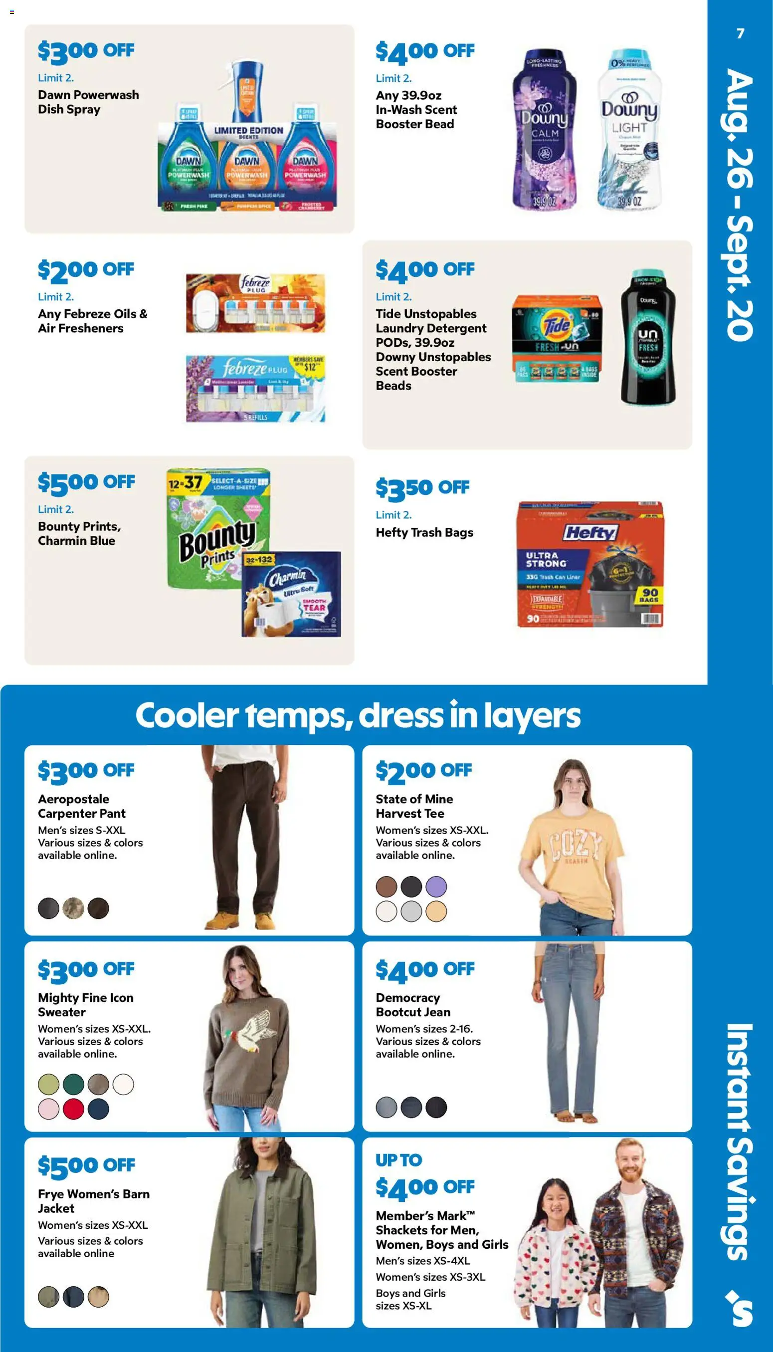 Sam's Club Weekly Ad - valid from 08/26/2026 | Page: 7 | Products: Detergent, Sweater, Jacket, Dress
