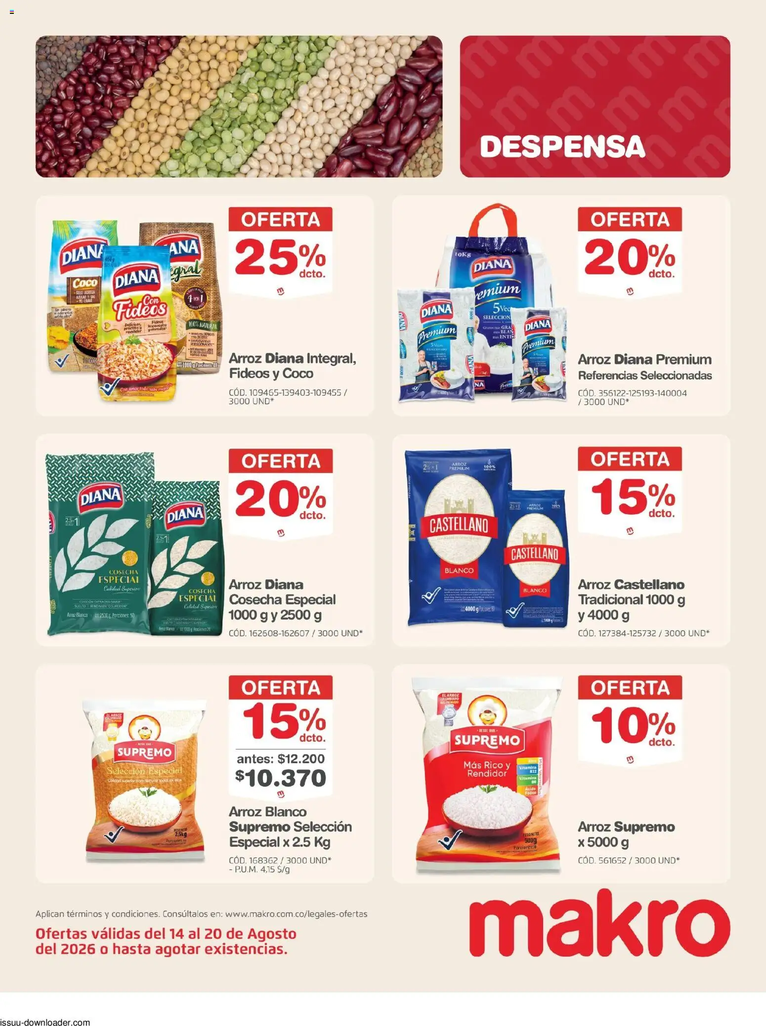 Makro revista - valida desde el 14/08/2026 | Página: 12 | Productos: Arroz, Fideos, Coco